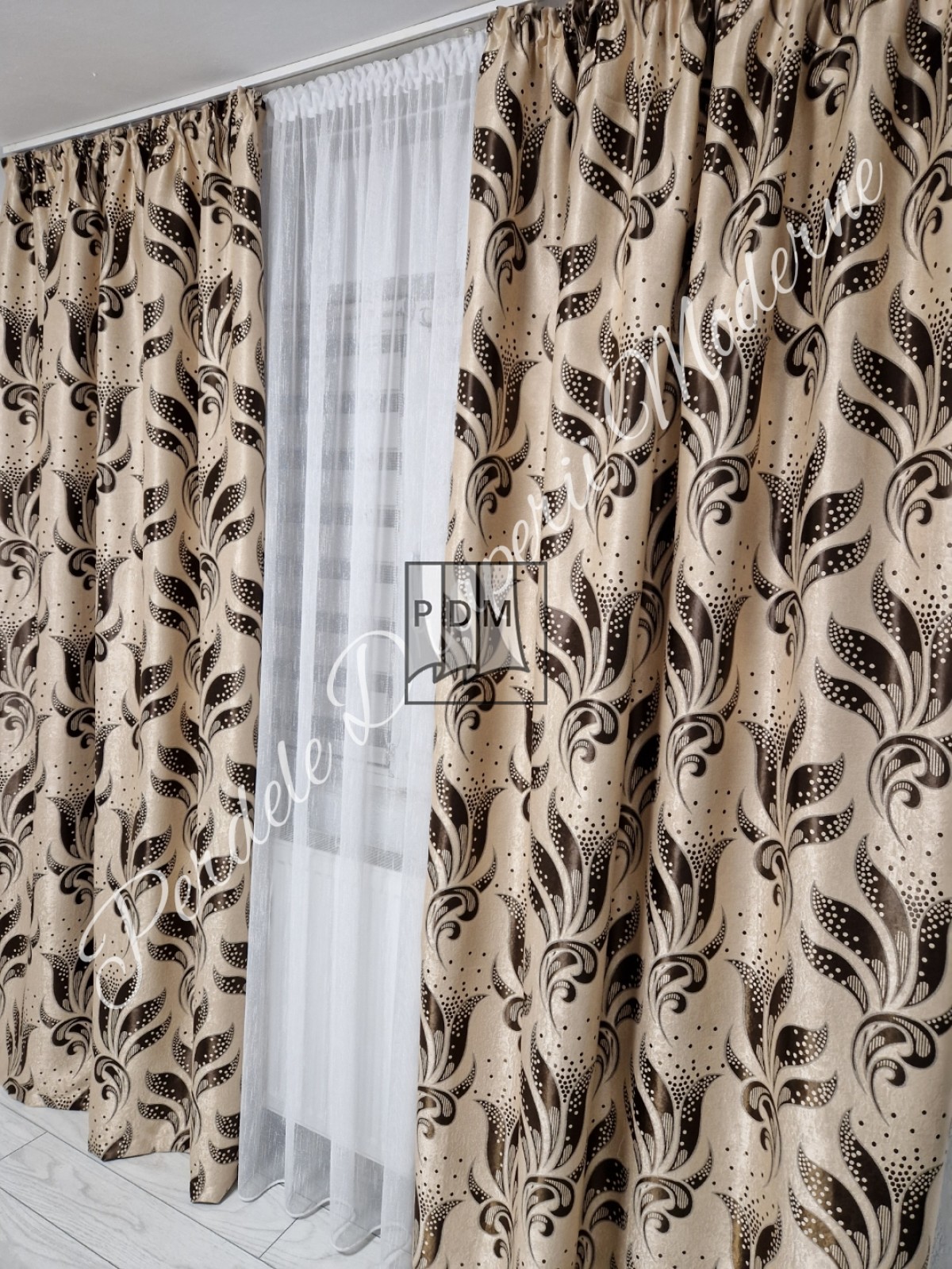 Draperie Blackout, crem/maro imagine 2