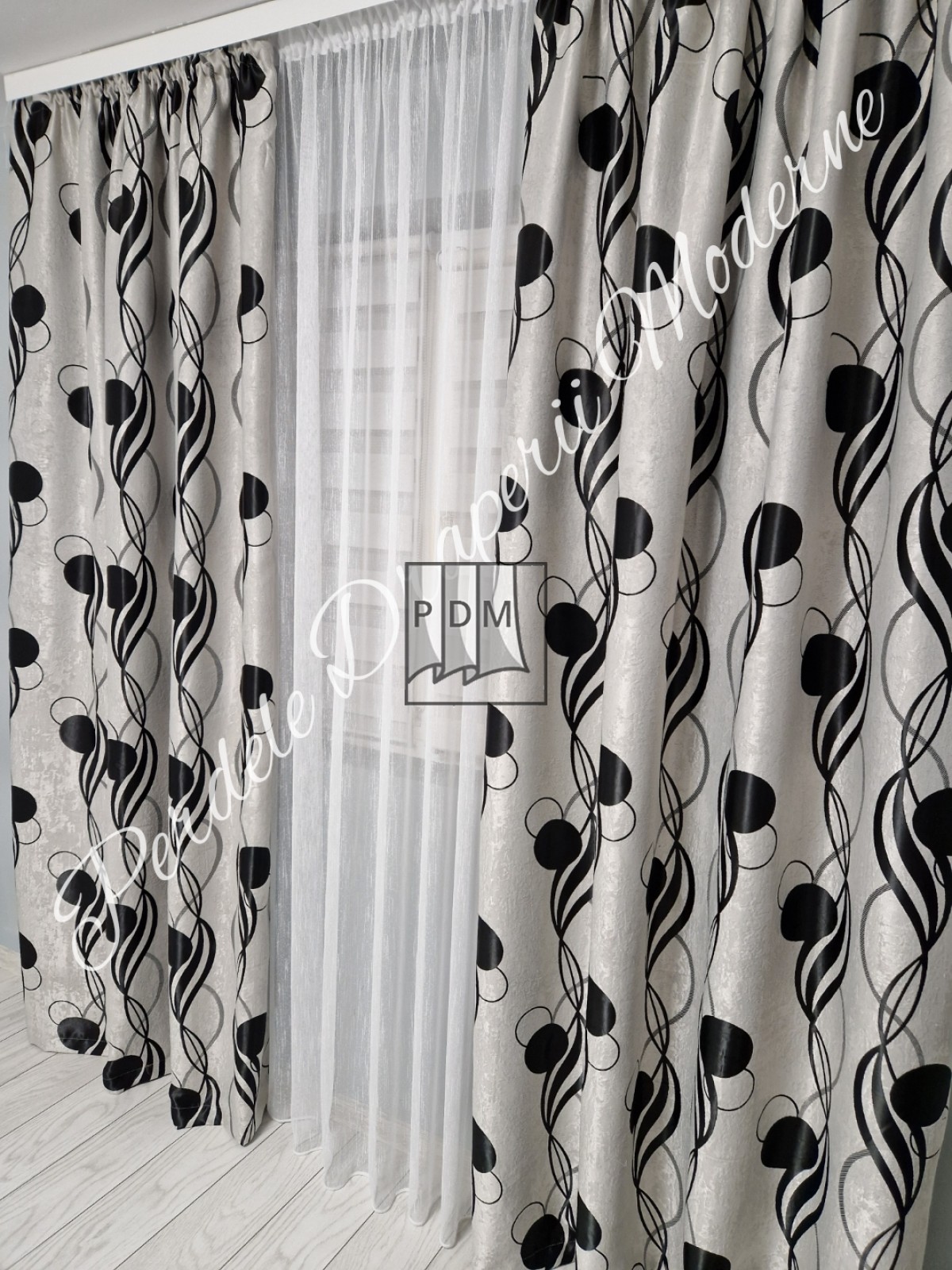 Draperie Blackout, gri/negru imagine 2
