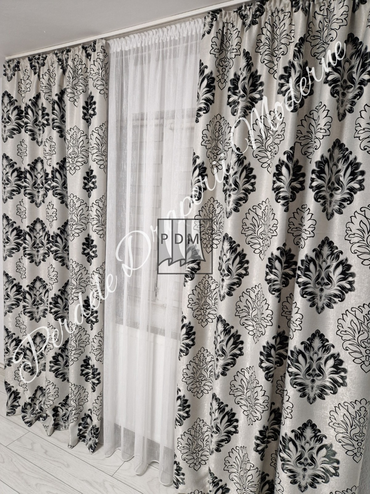 Draperie Blackout, gri/negru imagine 3