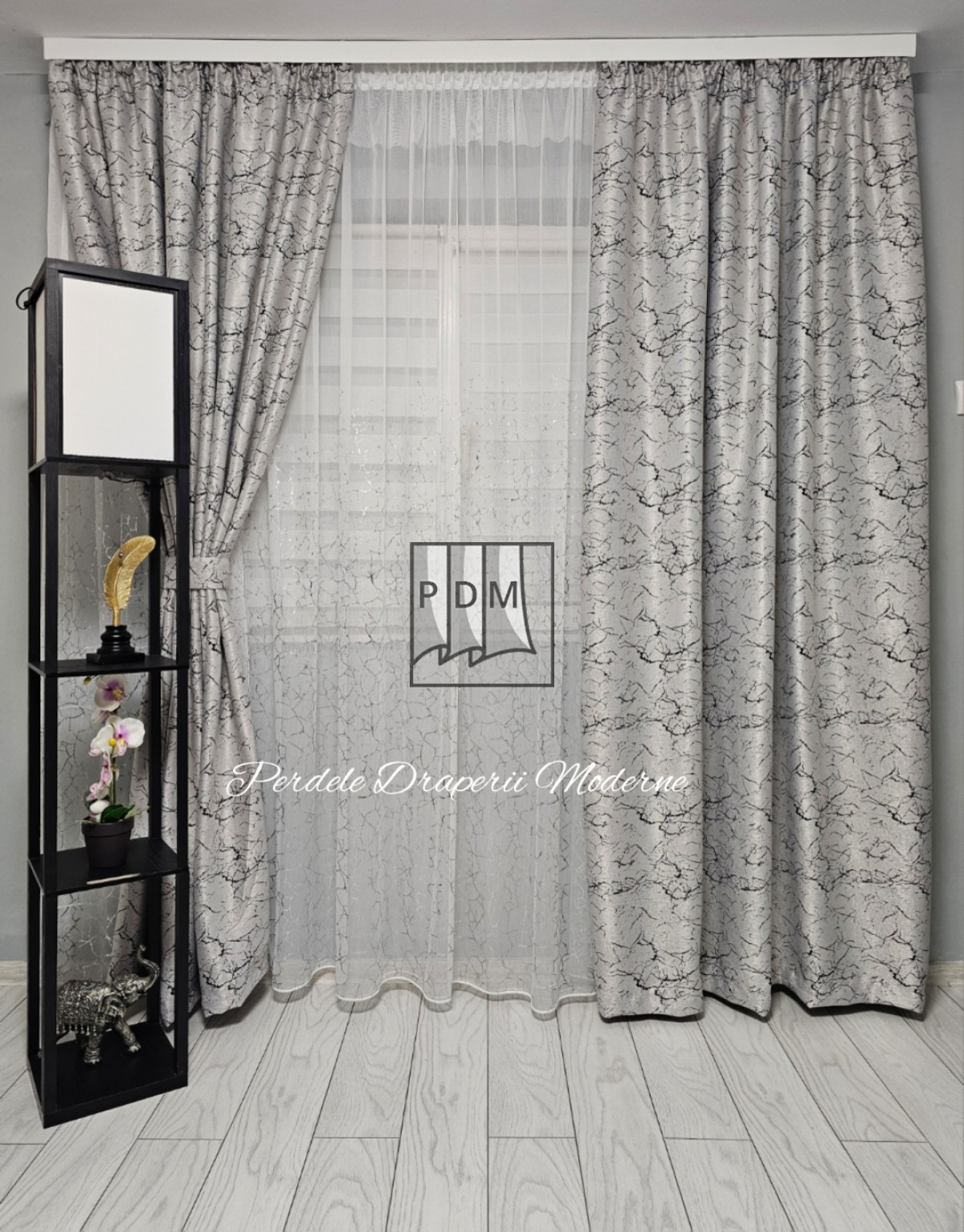 Draperie Blackout, gri/negru imagine 2