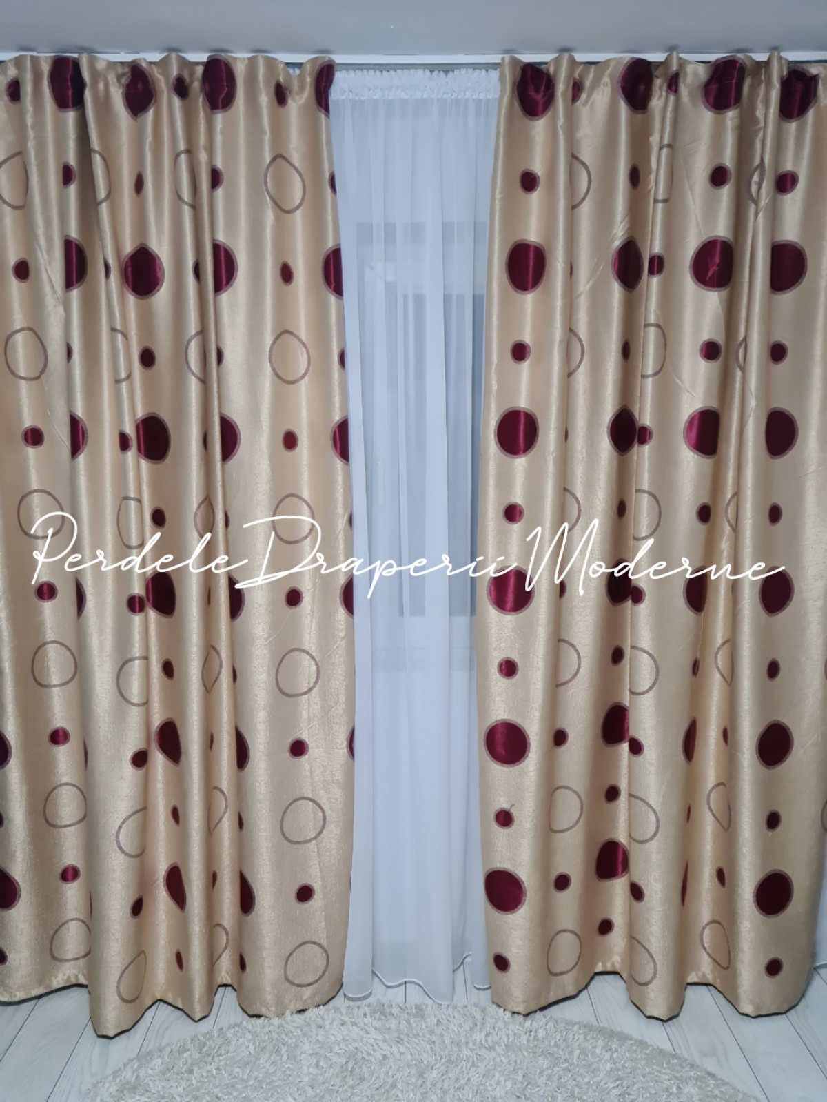 Draperie Blackout,crem/buline grena imagine 1