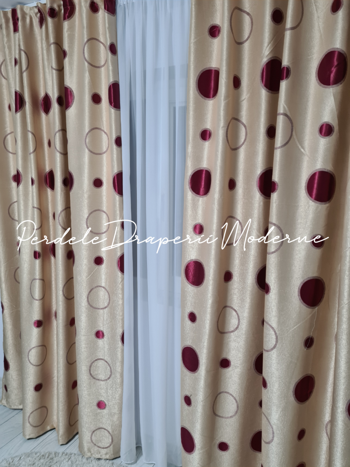 Draperie Blackout,crem/buline grena imagine 2