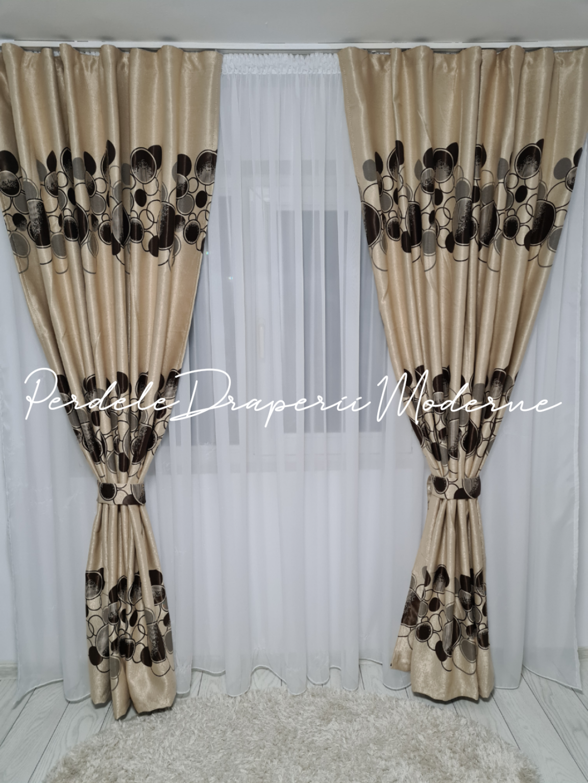 Draperie Blackout,crem/buline maro 1 imagine 2