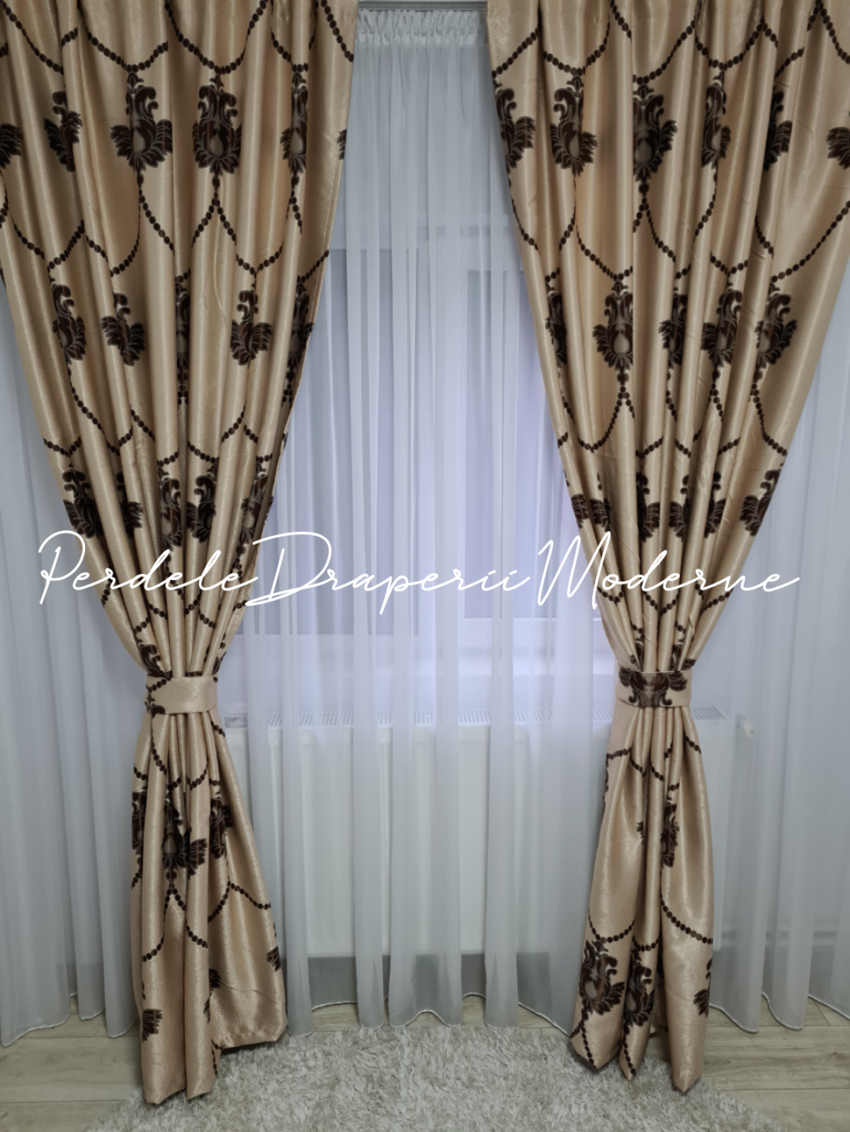 Draperie Blackout,crem/maro,baroc lantisor imagine 2