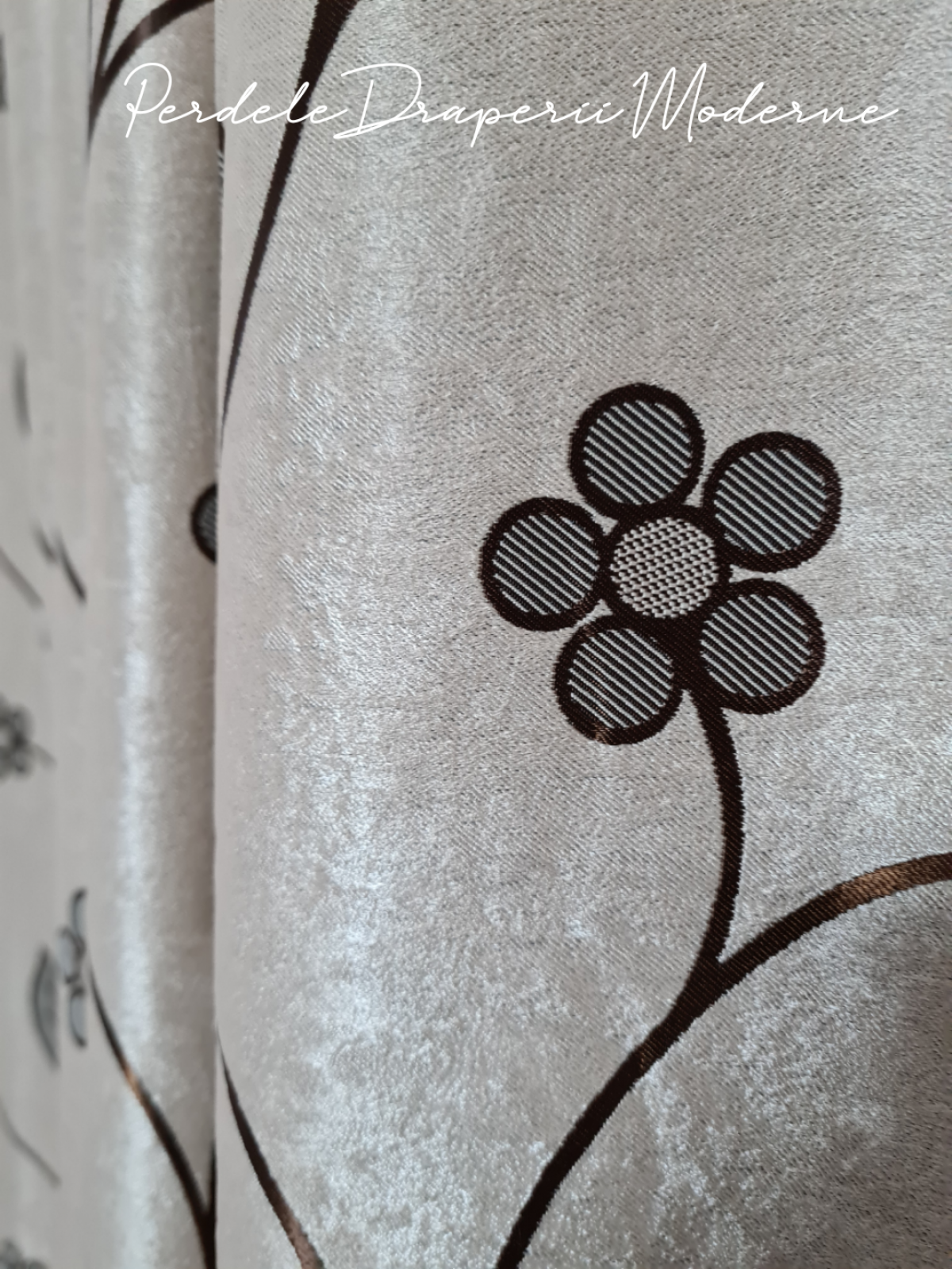 Draperie Blackout,crem/maro.floricele 1 imagine 3