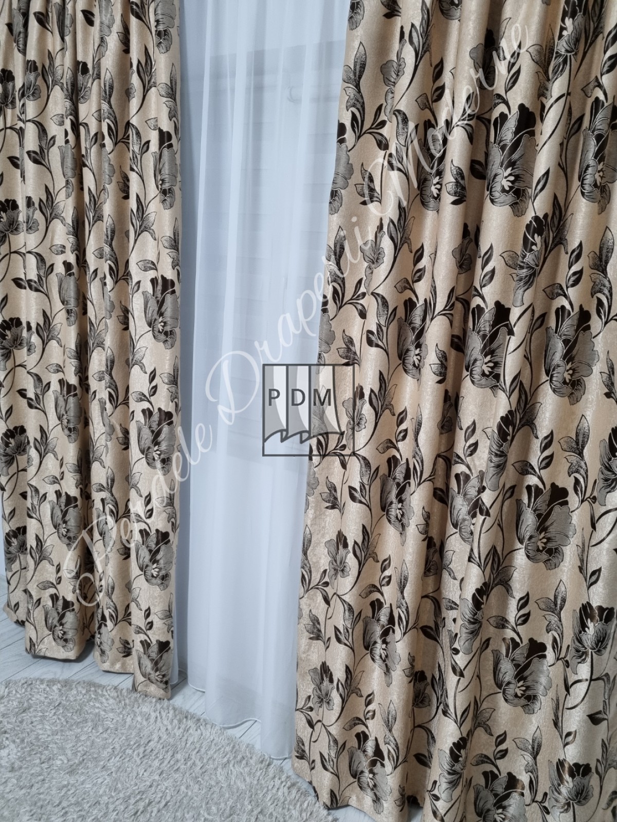 Draperie Blackout,crem/maro,maci imagine 3
