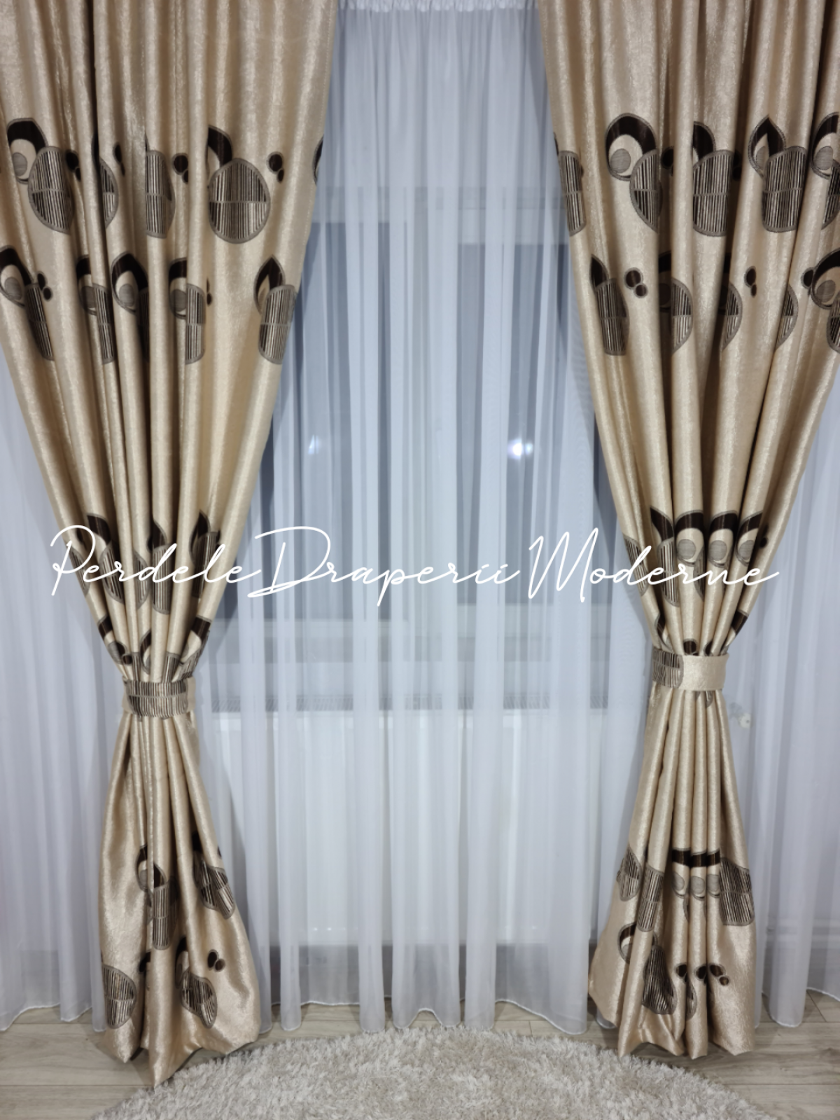 Draperie Blackout,crem/maro imagine 2