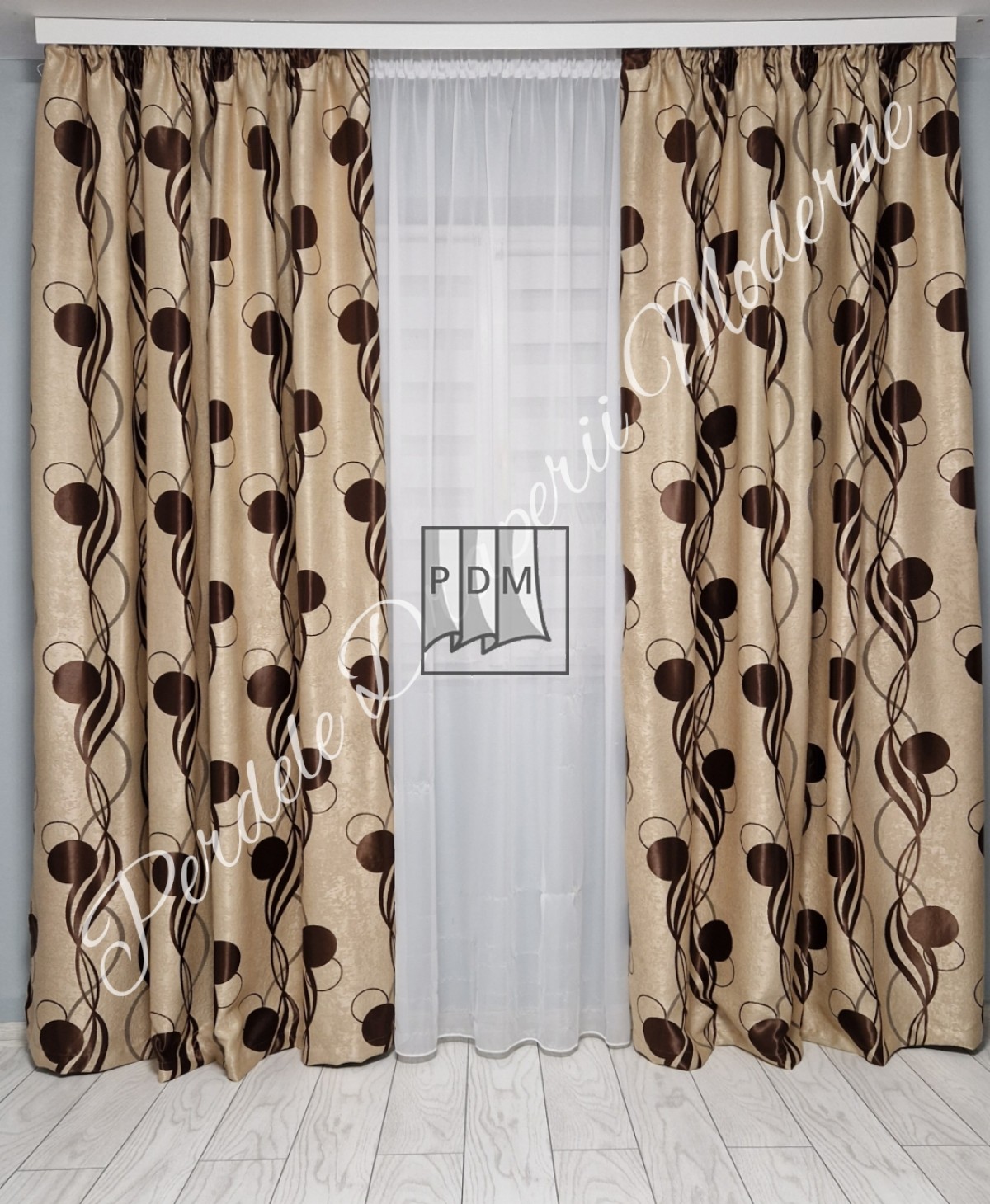 Draperie Blackout,crem/maro imagine 1