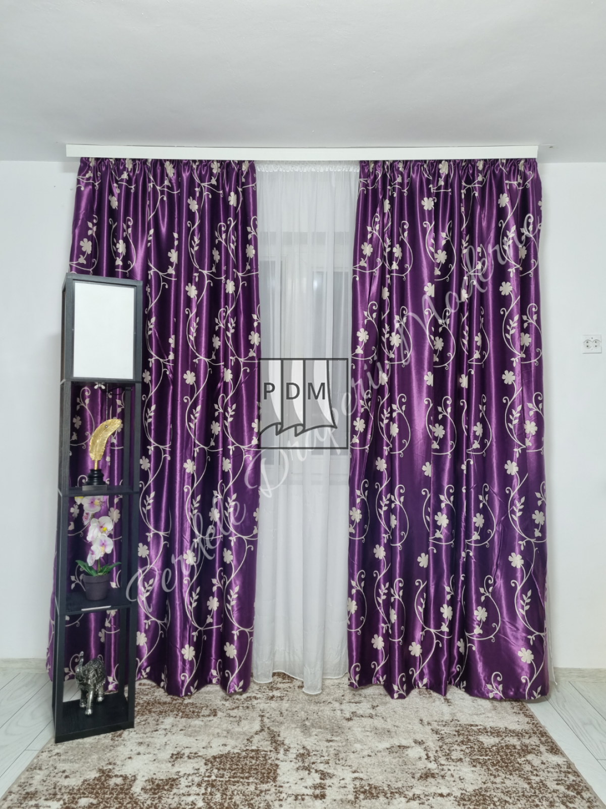 Draperie Blackout,floricele mov imagine 1