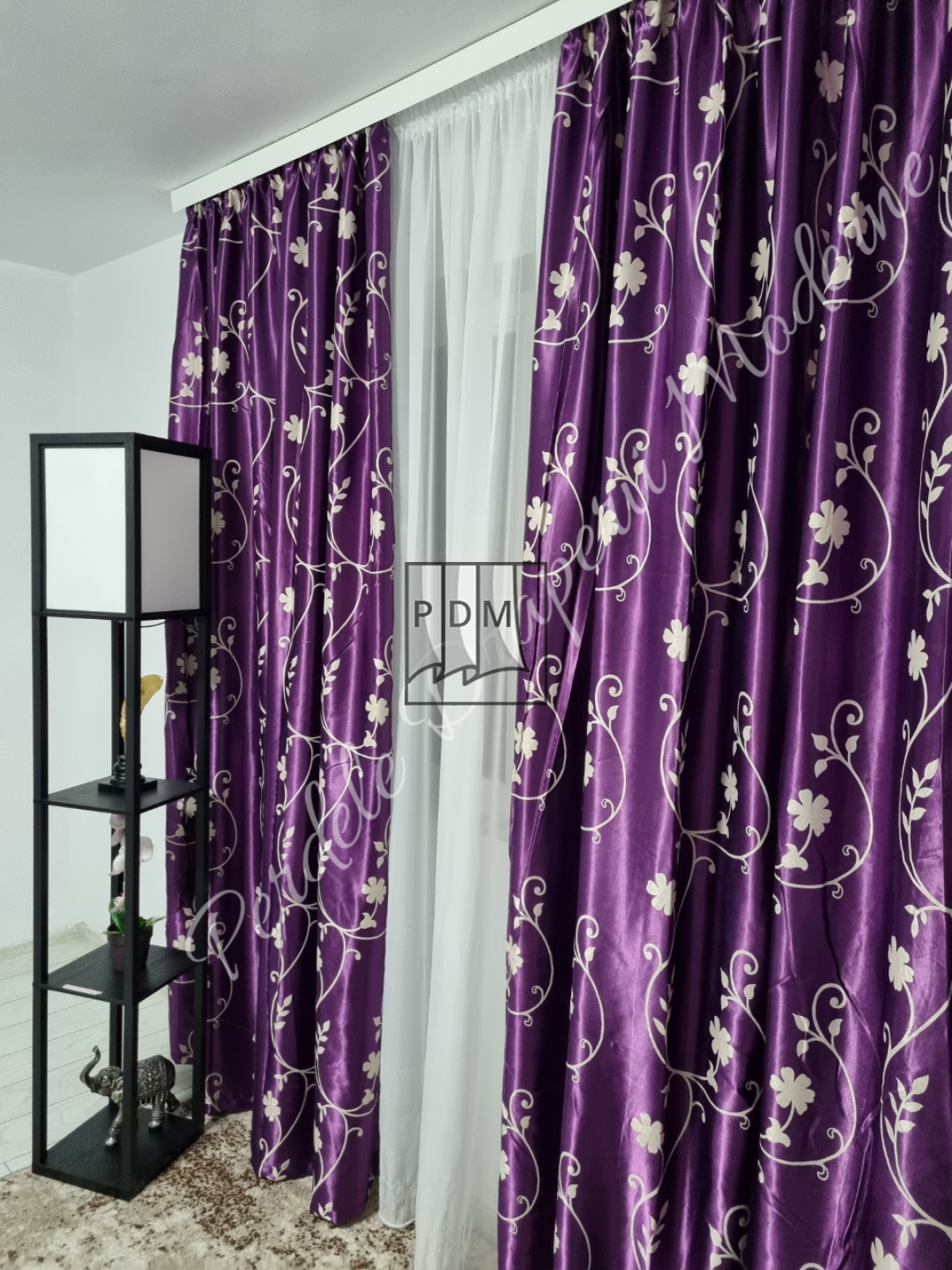 Draperie Blackout,floricele mov imagine 2