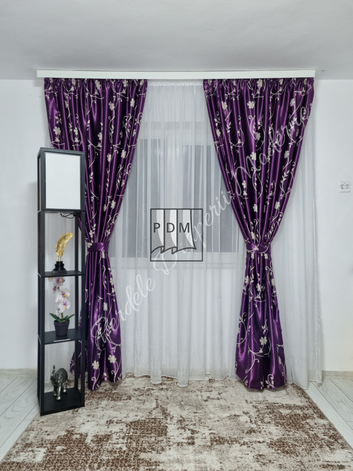 Draperie Blackout,floricele mov imagine 3