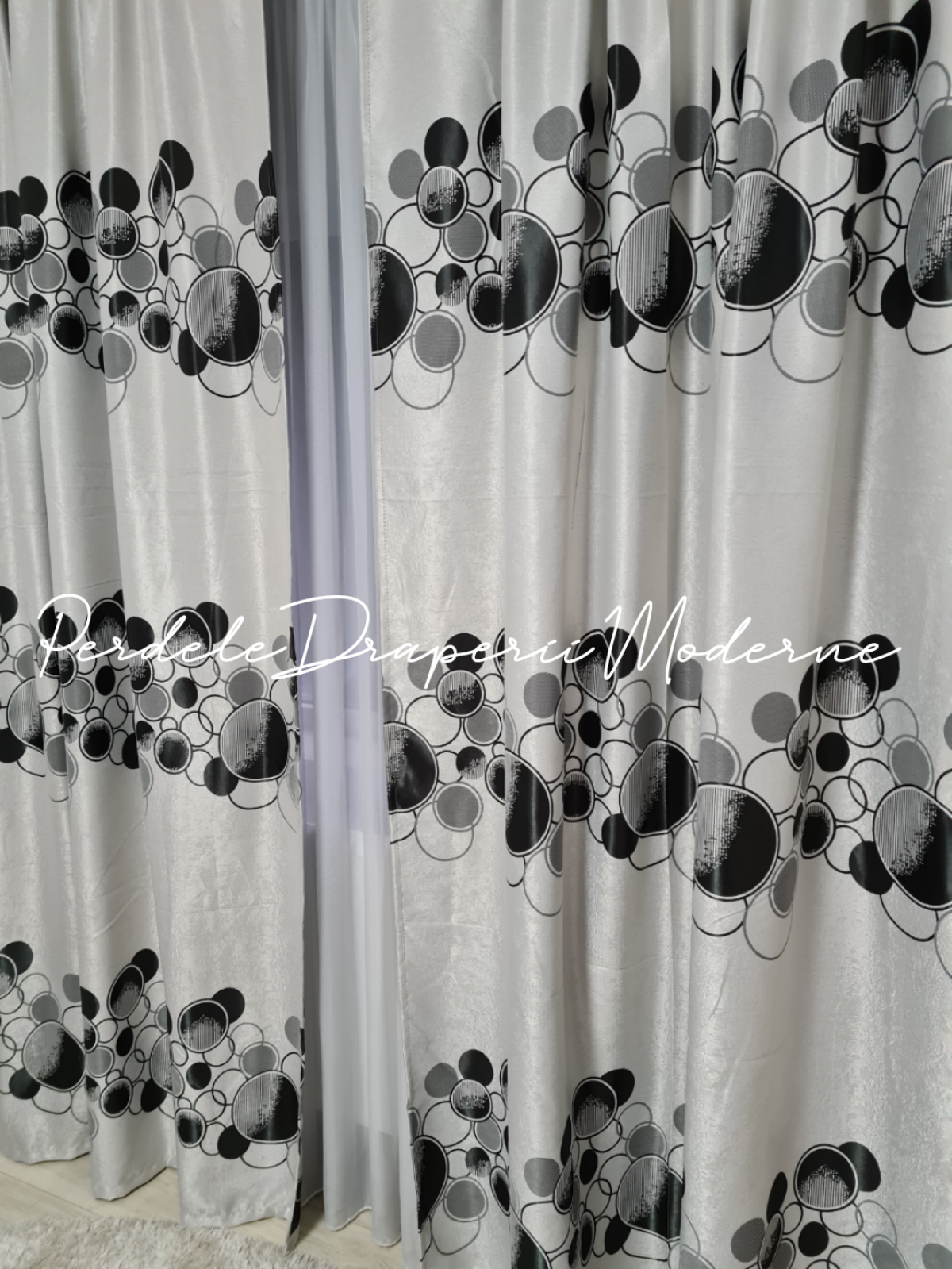 Draperie Blackout,gri/negru,buline 2 imagine 2
