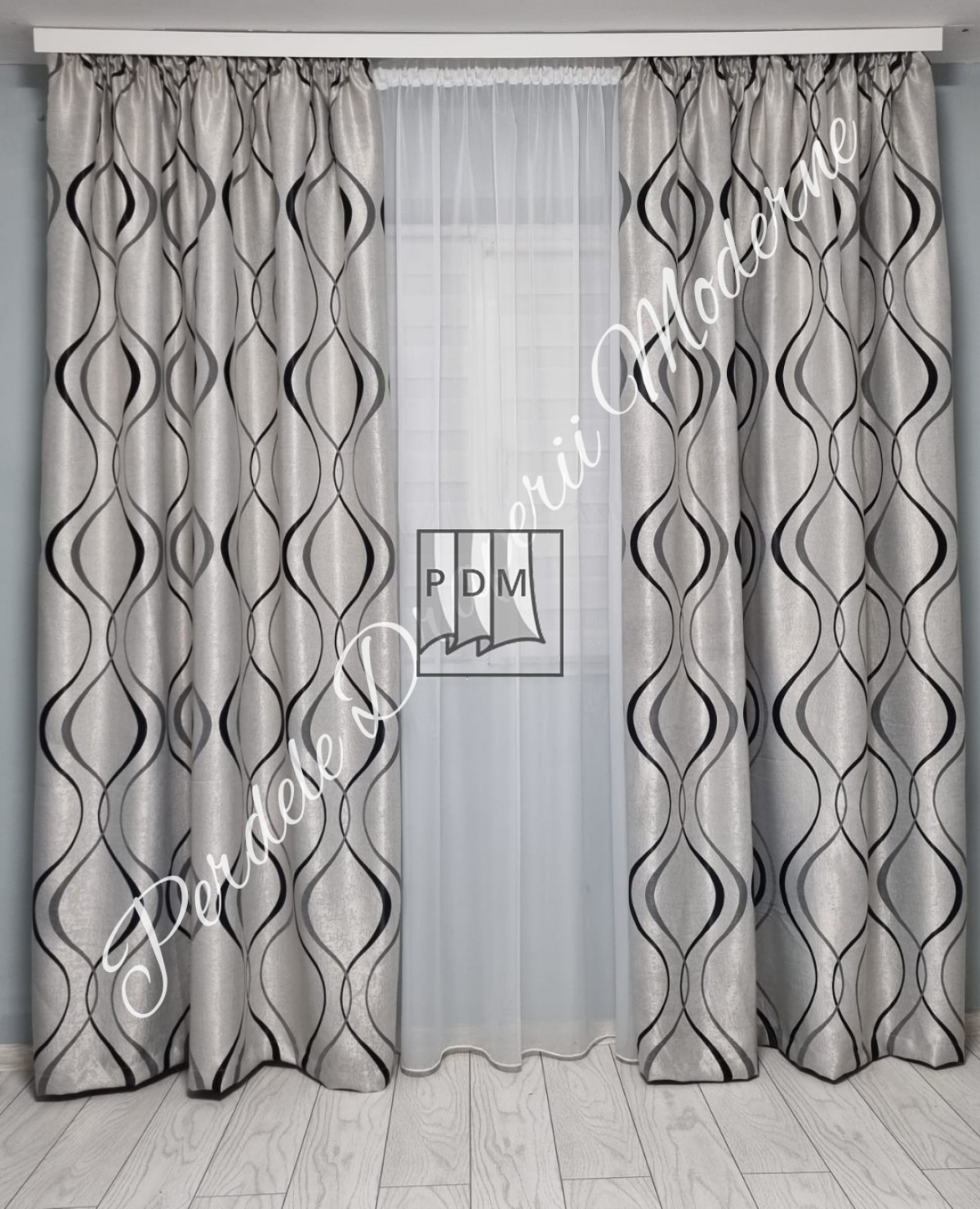 Draperie Blackout,gri/negru imagine 1