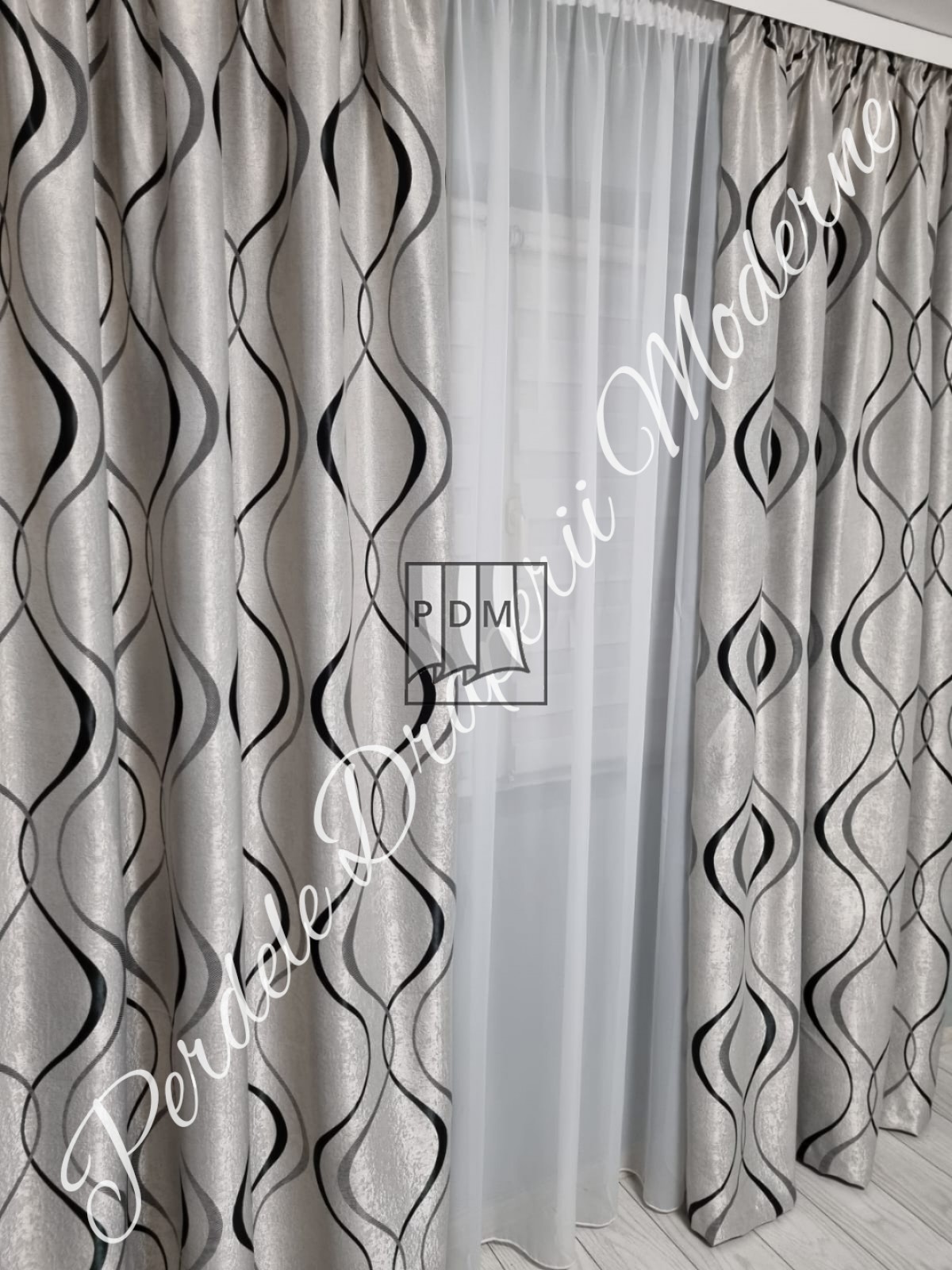 Draperie Blackout,gri/negru imagine 3