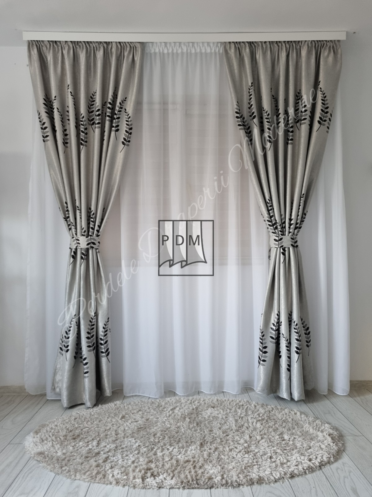 Draperie Blackout,gri/negru imagine 3