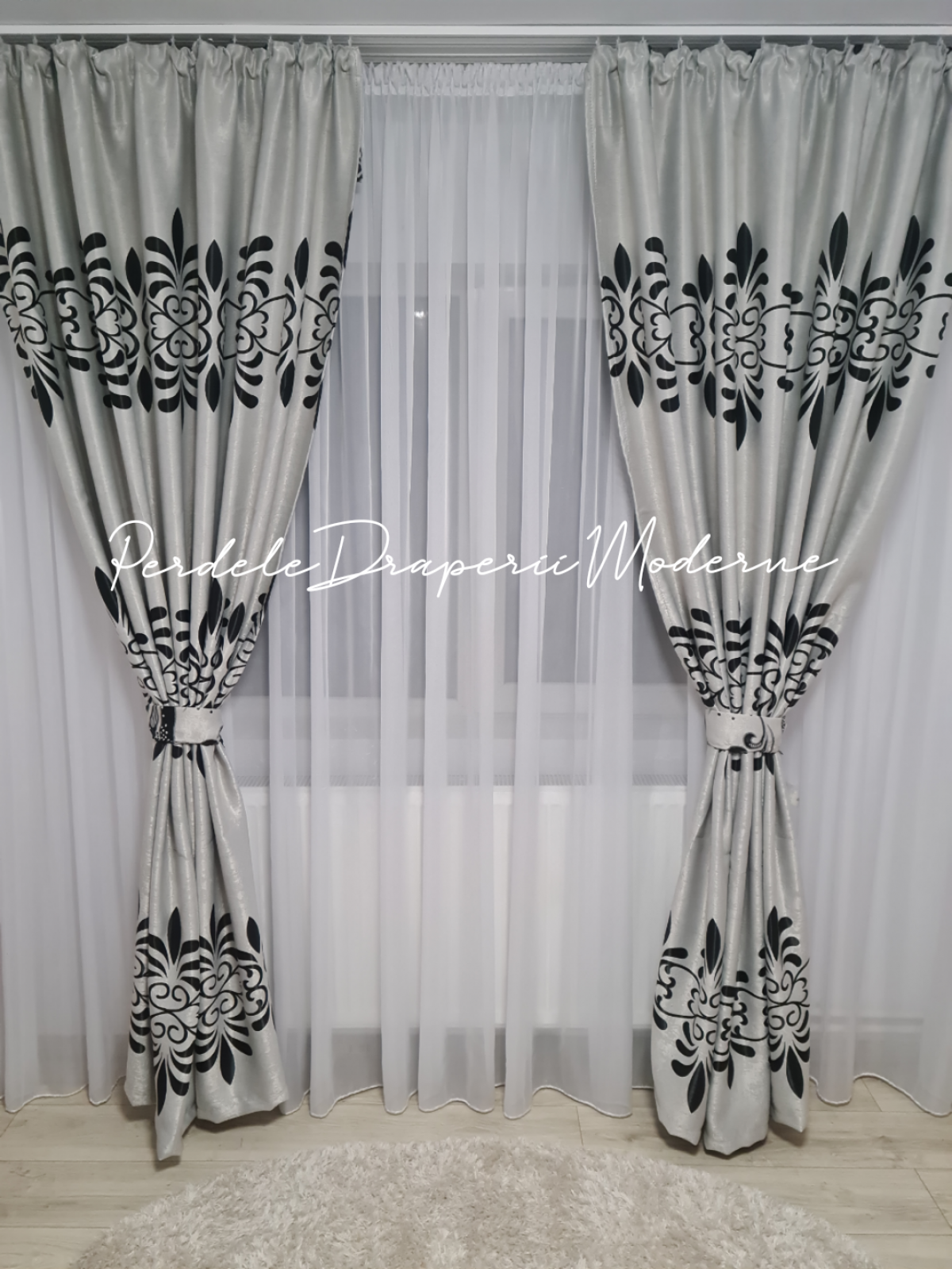 Draperie Blackout,gri/negru imagine 2