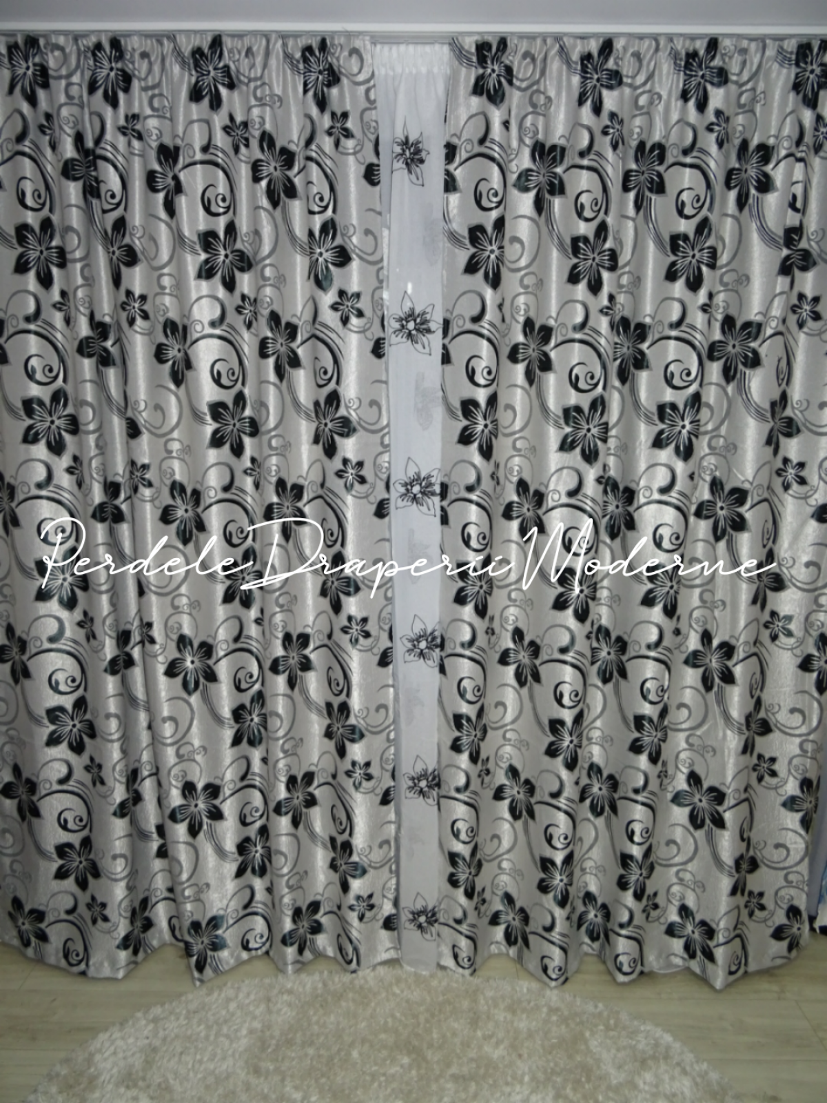 Draperie Blackout,gri/negru imagine 1