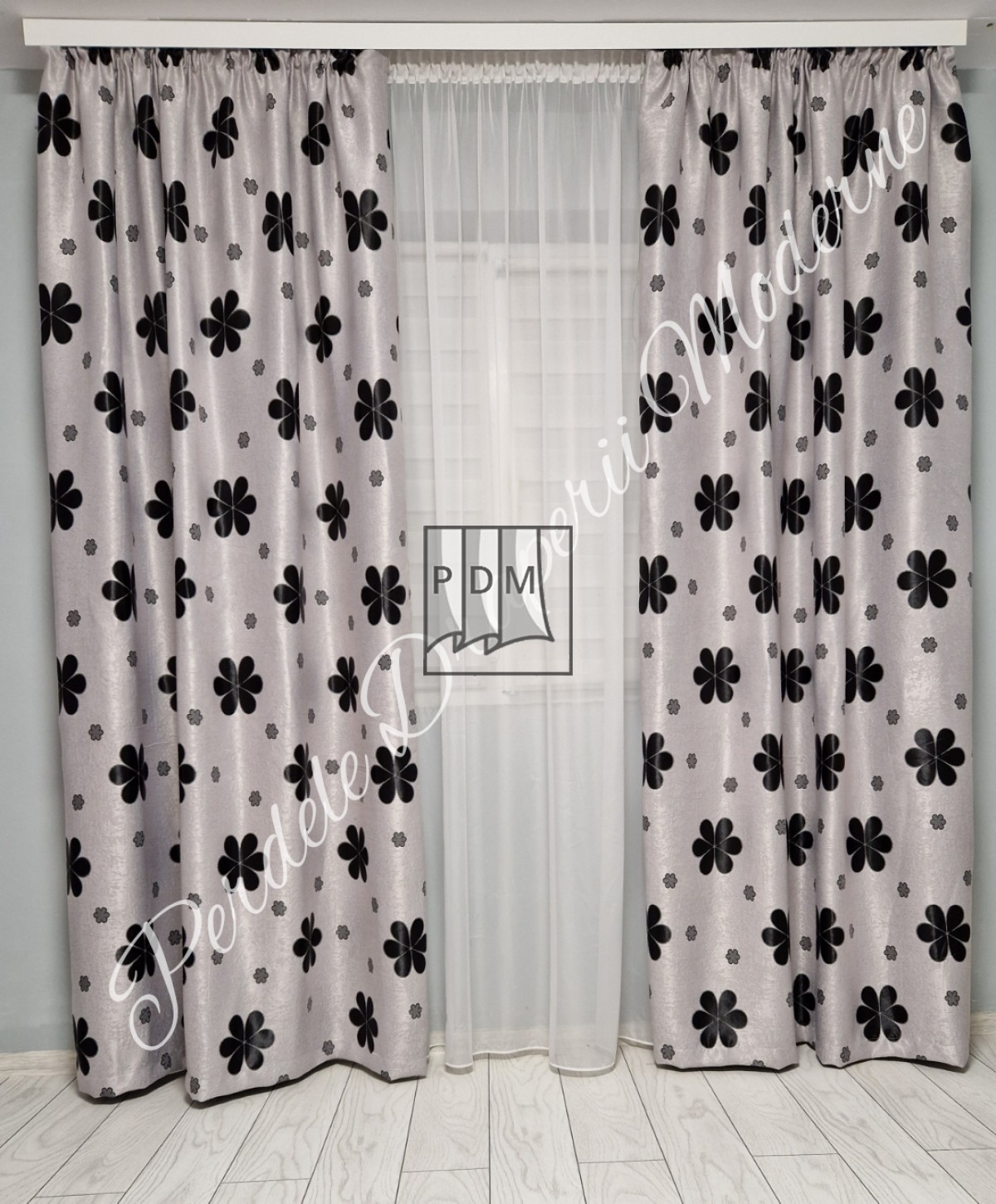 Draperie Blackout,gri/negru imagine 1