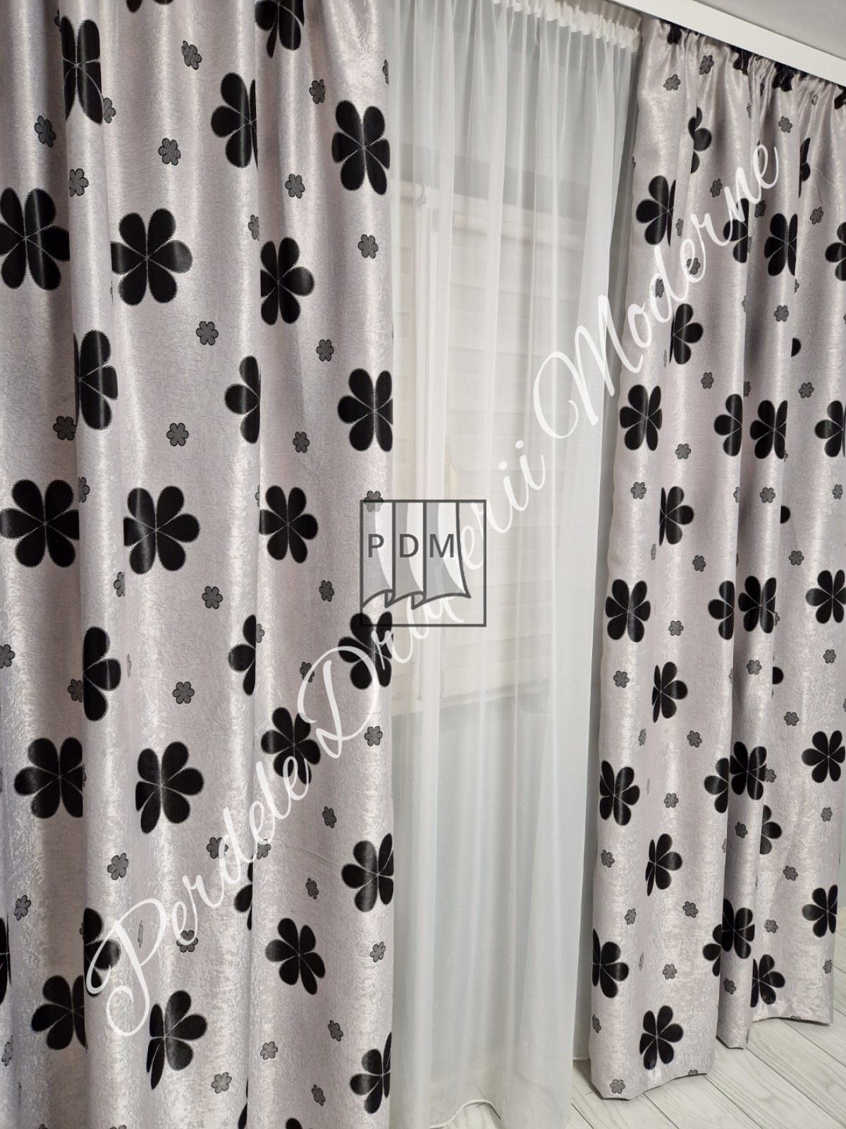 Draperie Blackout,gri/negru imagine 3
