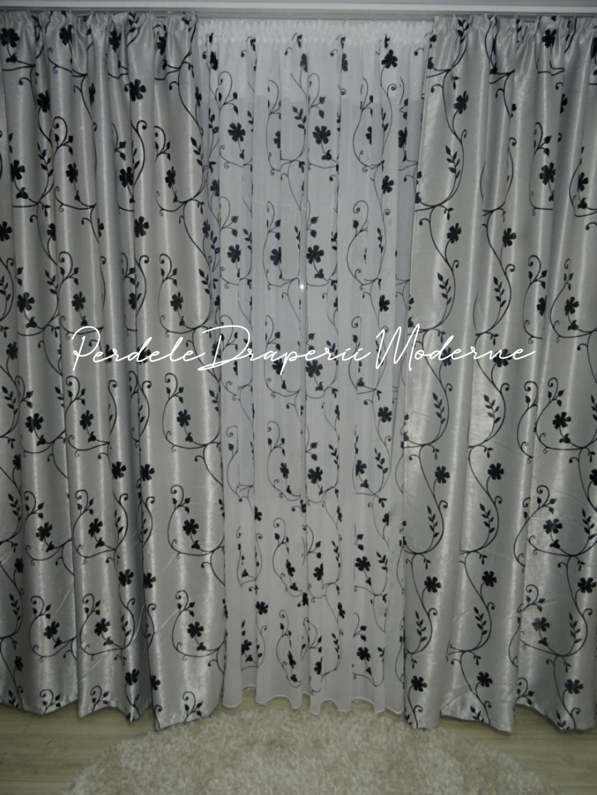 Draperie Blackout,gri/negru imagine 1