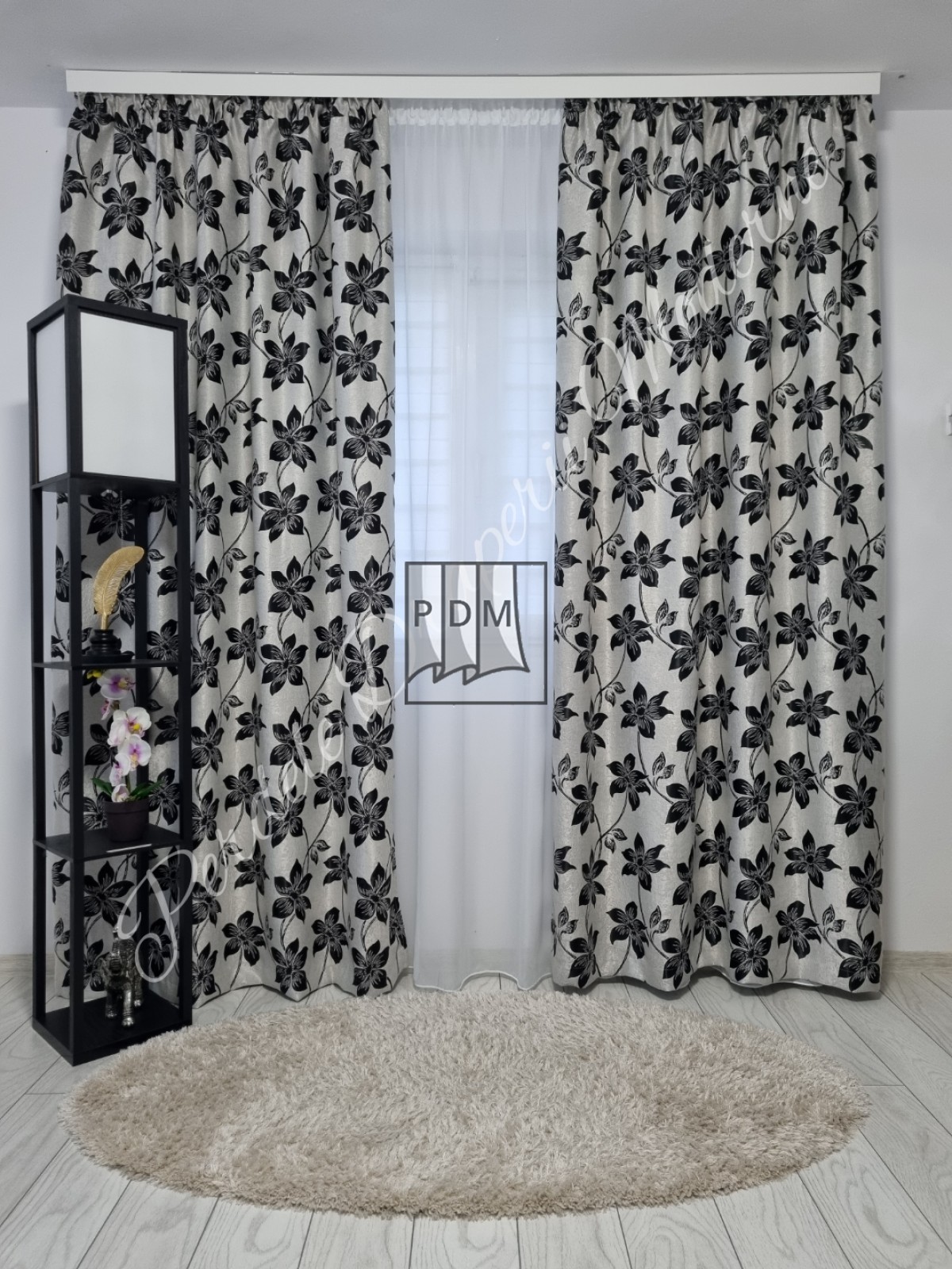 Draperie Blackout,gri/negru imagine 1