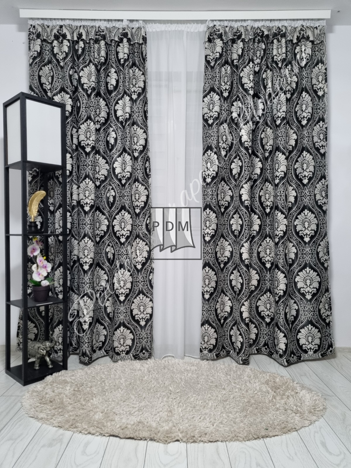 Draperie Blackout,model baroc,negru imagine 1