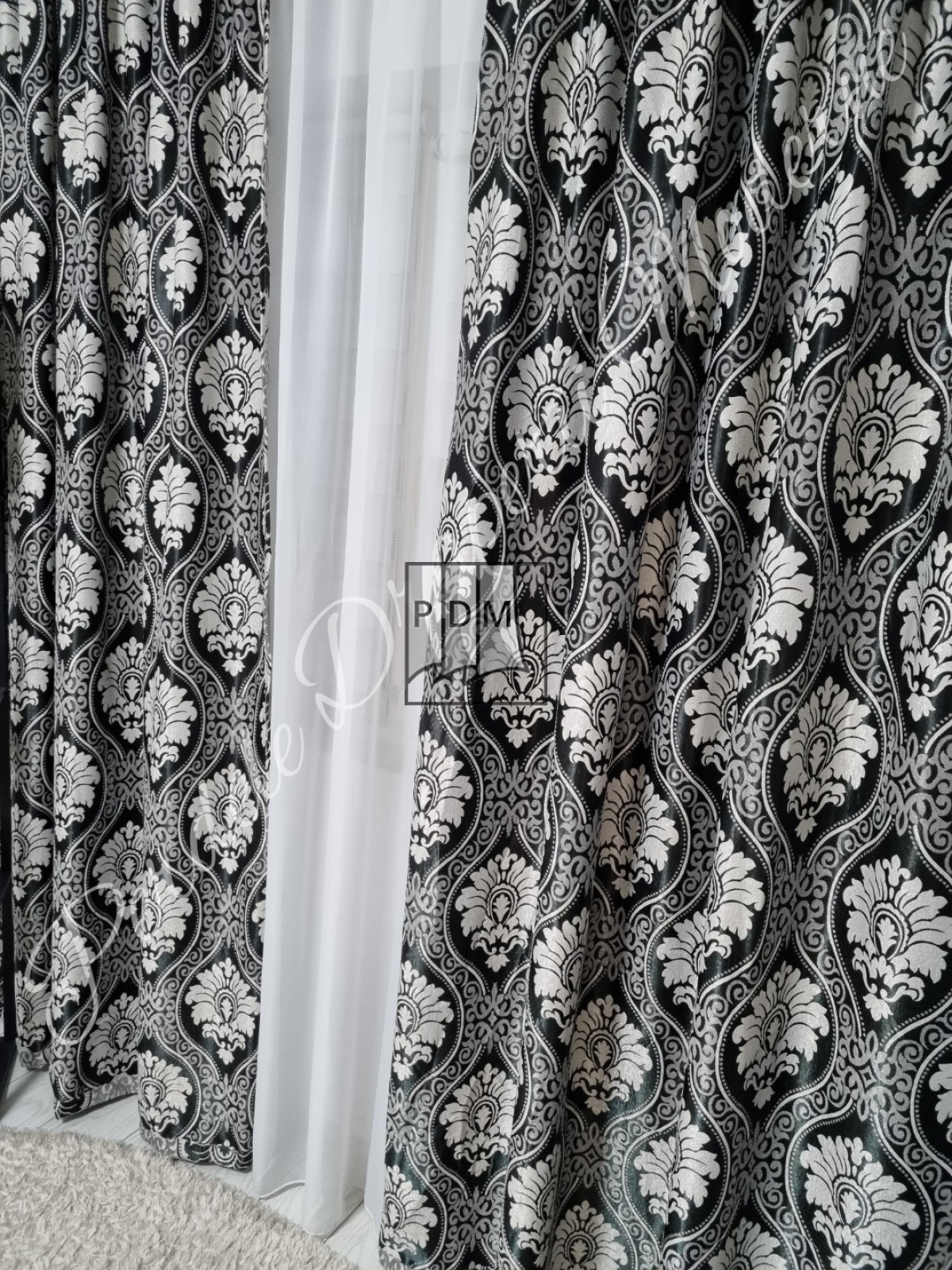 Draperie Blackout,model baroc,negru imagine 2