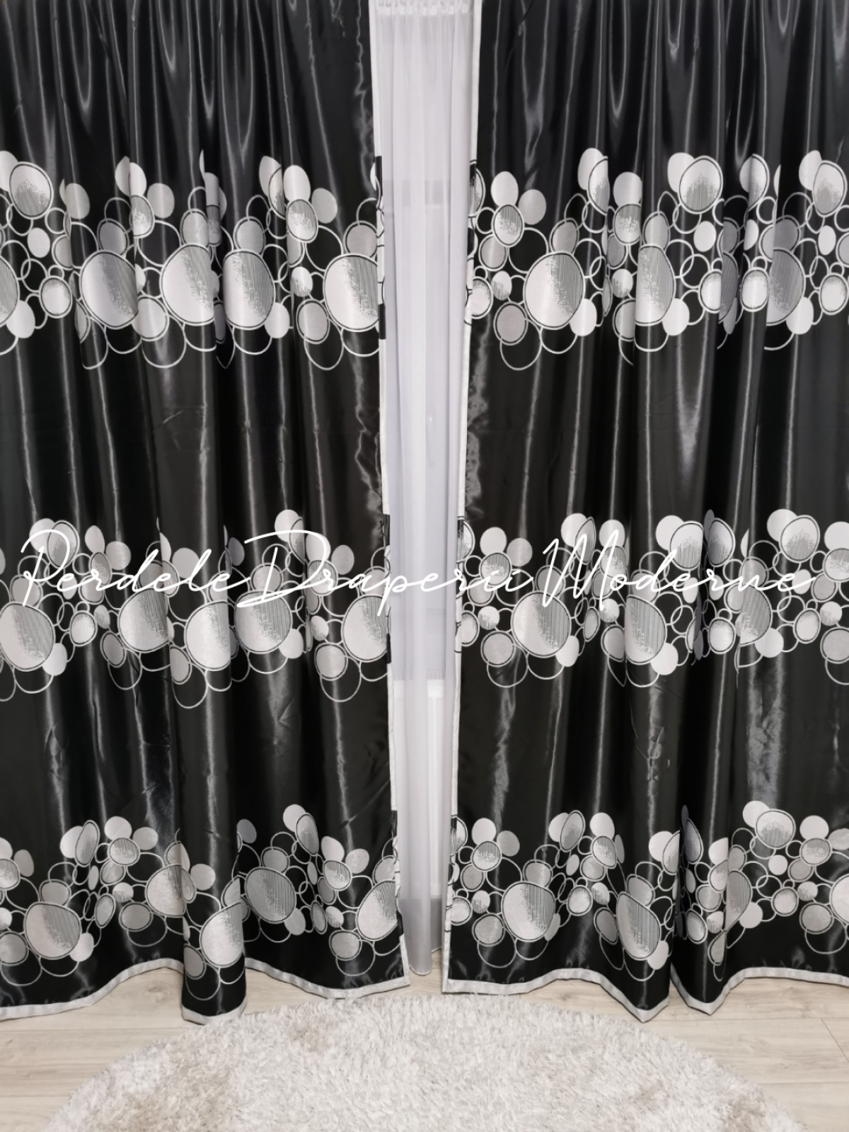 Draperie Blackout,negru/gri,buline 2 imagine 1