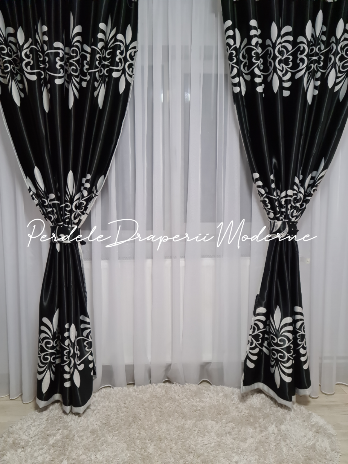Draperie Blackout,negru/gri imagine 2