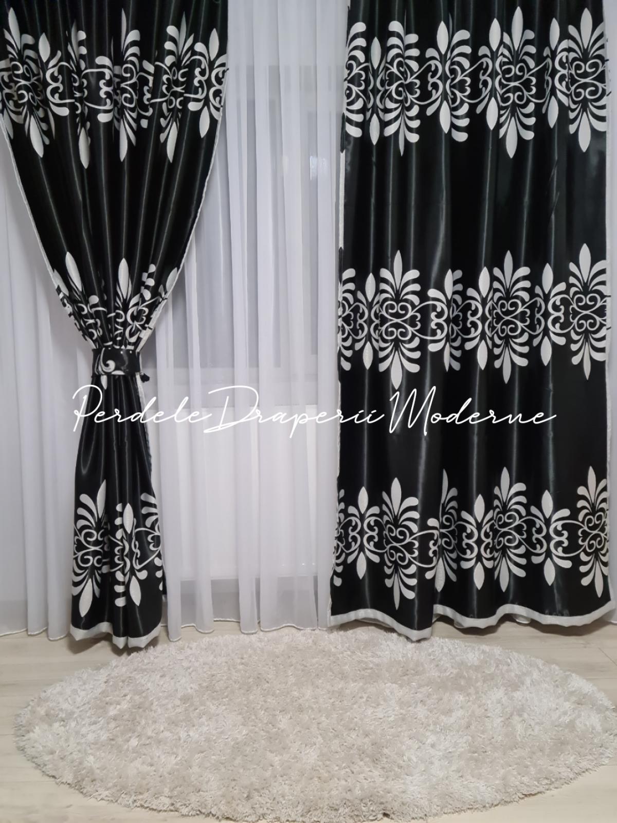 Draperie Blackout,negru/gri imagine 3