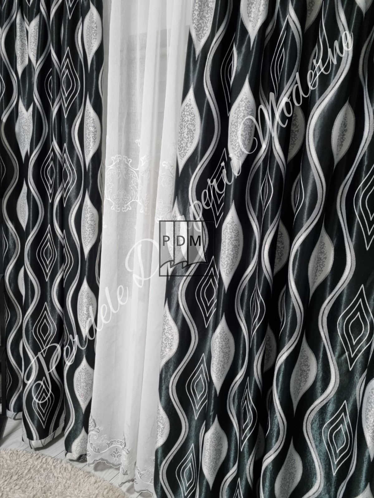 Draperie Blackout,negru/gri imagine 2
