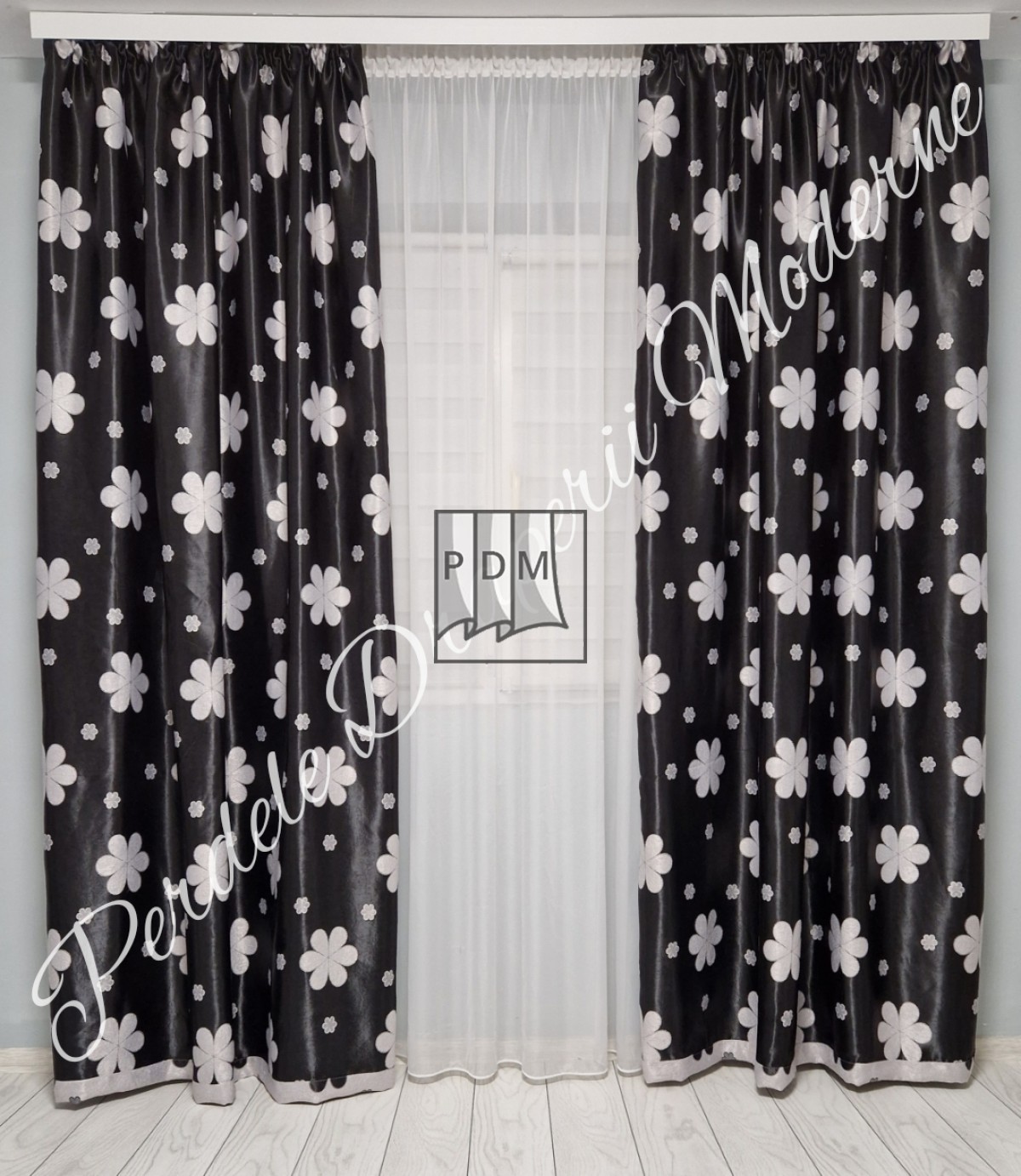 Draperie Blackout,negru/gri imagine 1