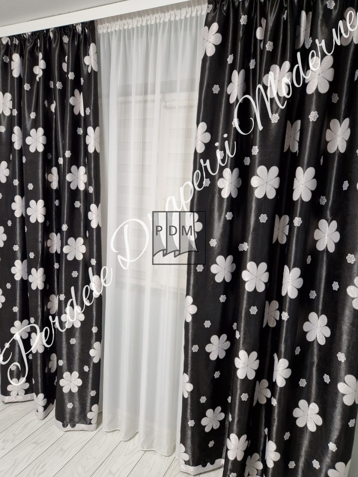 Draperie Blackout,negru/gri imagine 2