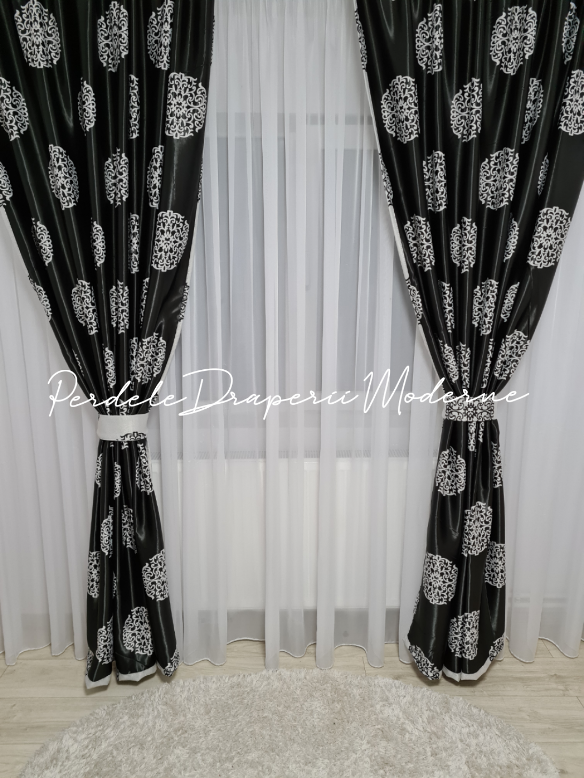 Draperie Blackout,negru/gri imagine 3