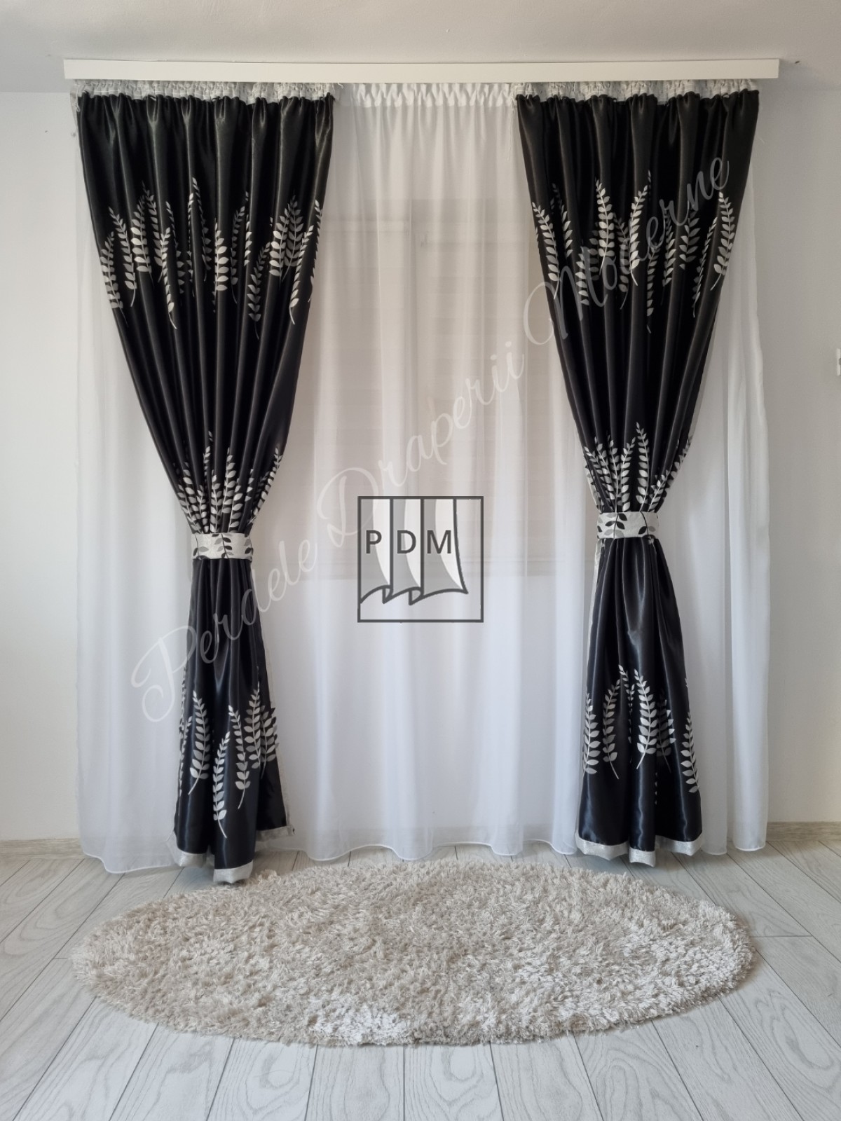 Draperie Blackout,negru/gri imagine 3