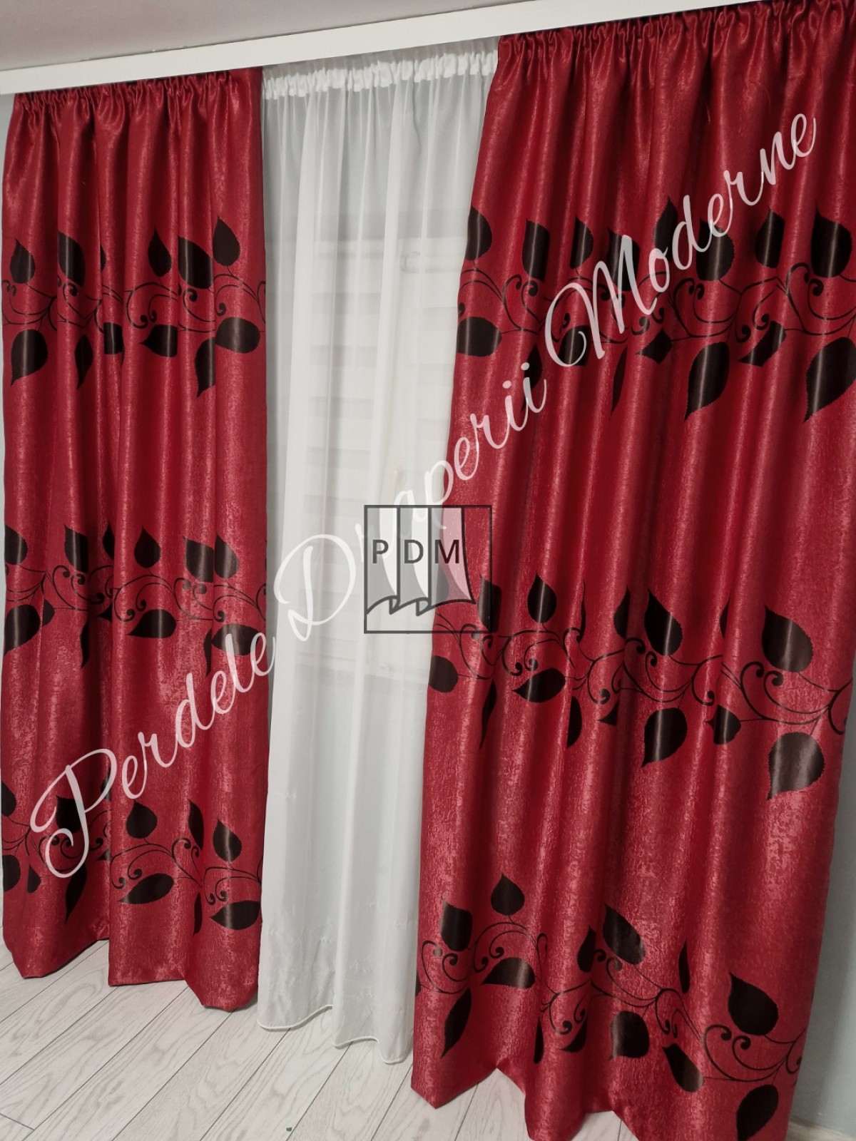 Draperie Blackout,rosu/negru imagine 2