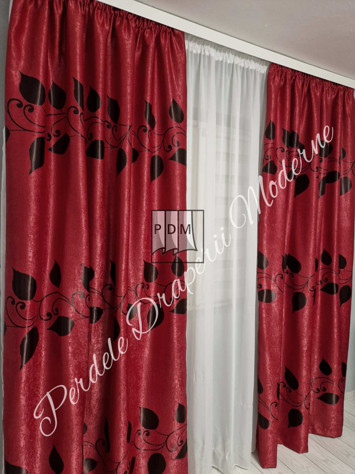 Draperie Blackout,rosu/negru imagine 3
