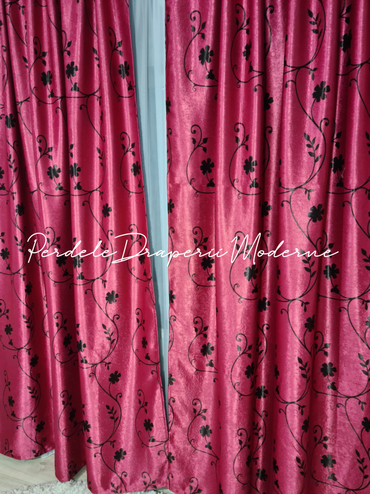 Draperie Blackout,rosu/negru imagine 3