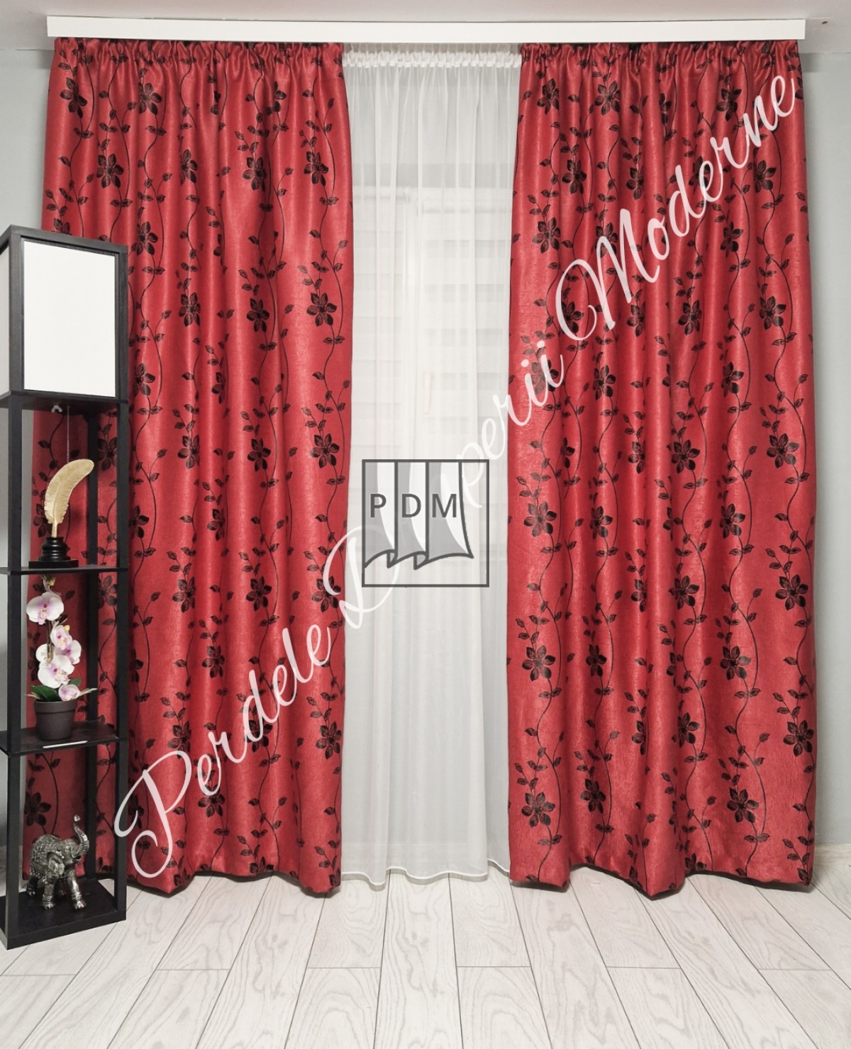 Draperie Blackout,rosu/negru imagine 1