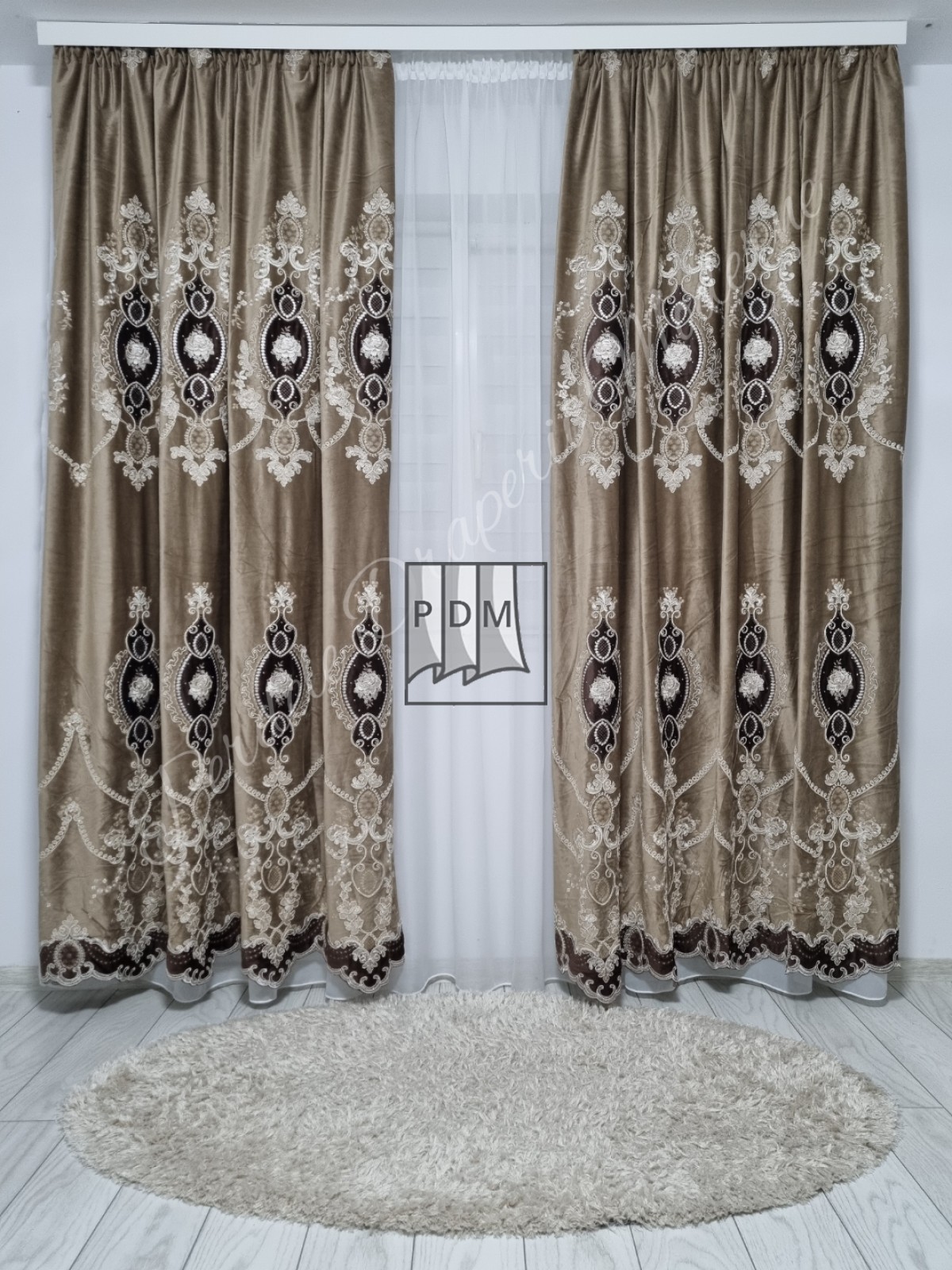 Draperie catifea/broderie, gama lux,capuccino imagine 1
