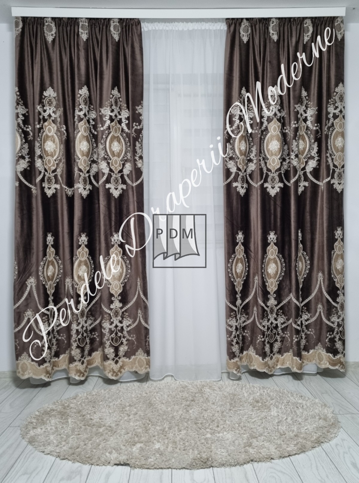 Draperie catifea/broderie, gama lux,maro wenge imagine 1