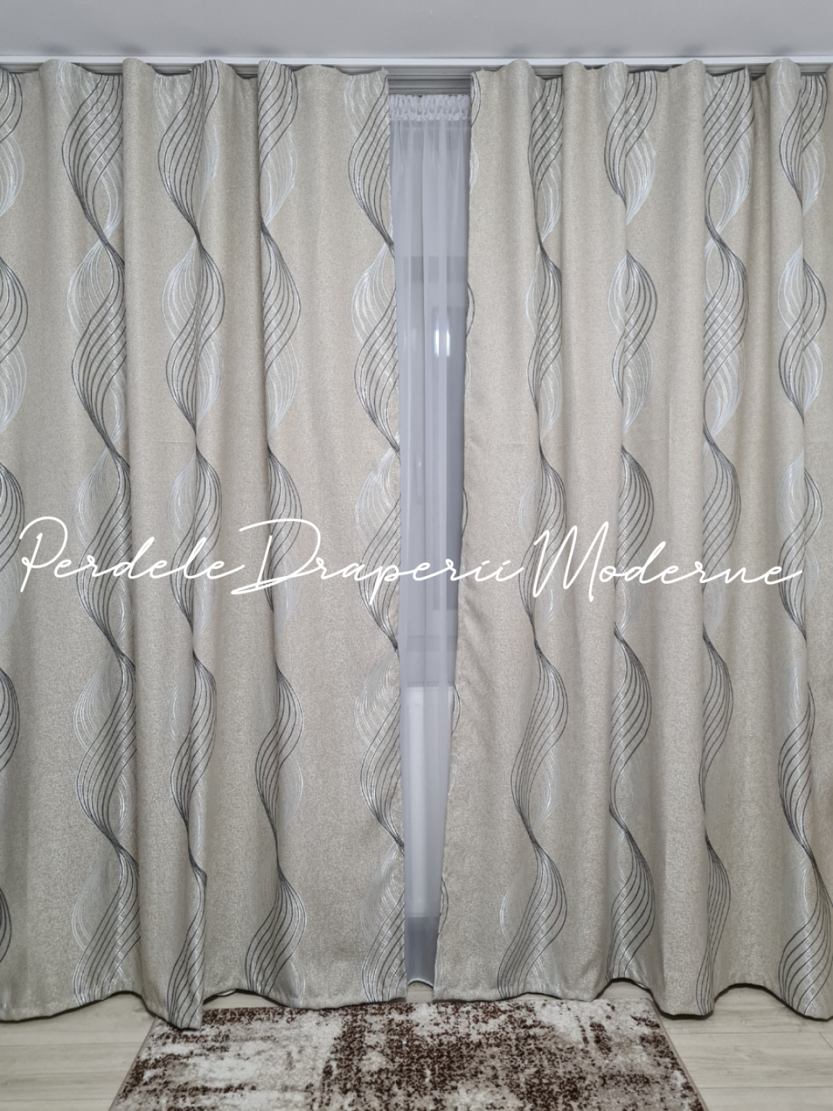 Draperie in,bej,model clepsidră imagine 1