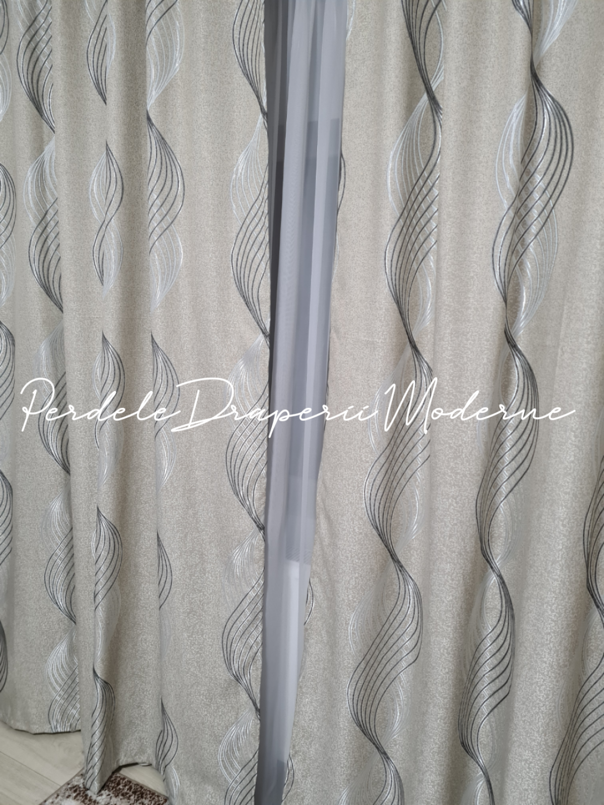 Draperie in,bej,model clepsidră imagine 3
