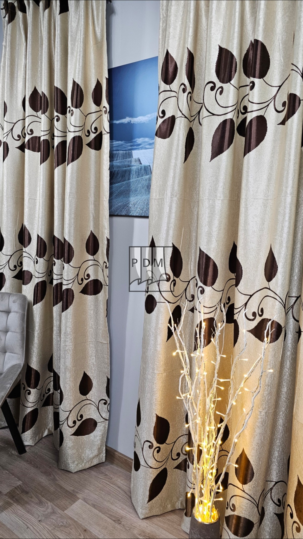 Draperie poliester, cu două fețe, crem/maro, semiopaca imagine 3