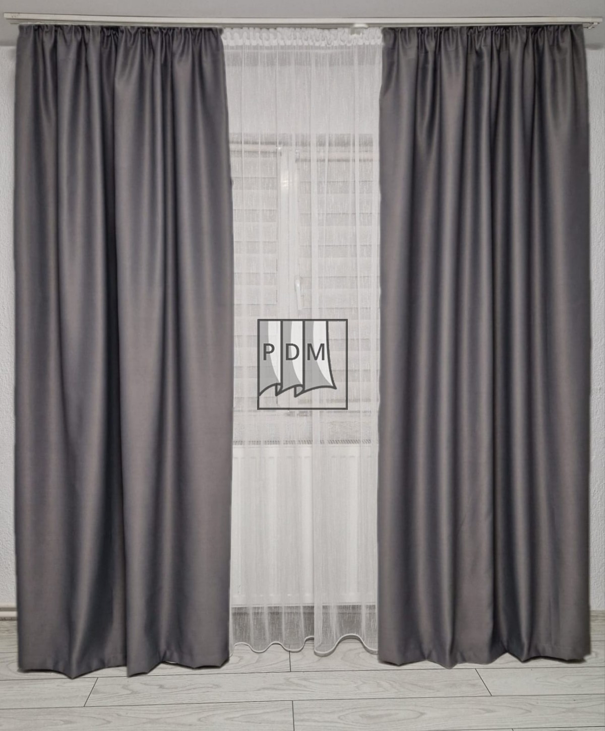 Draperie saten blackout, gri imagine 1