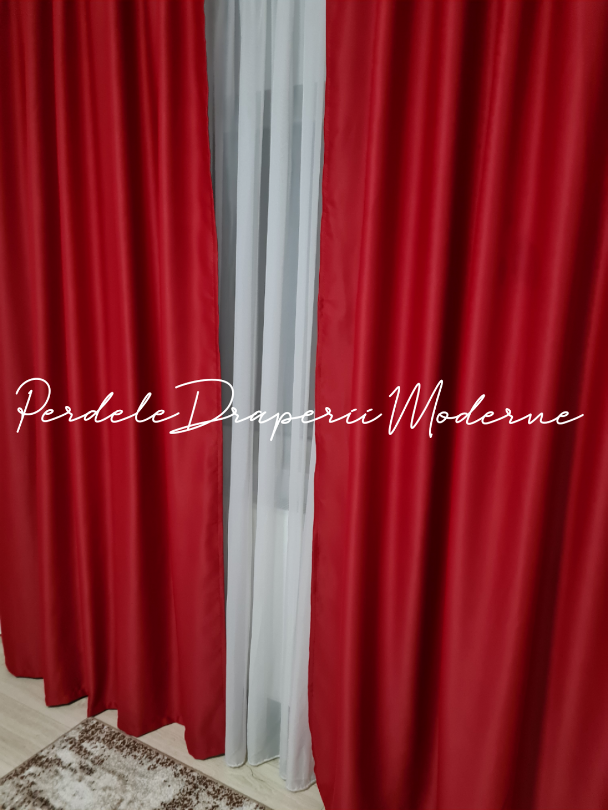 Draperie saten blackout, rosu imagine 3