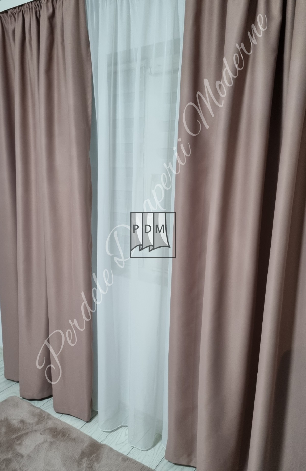 Draperie saten blackout, roz pudră imagine 2