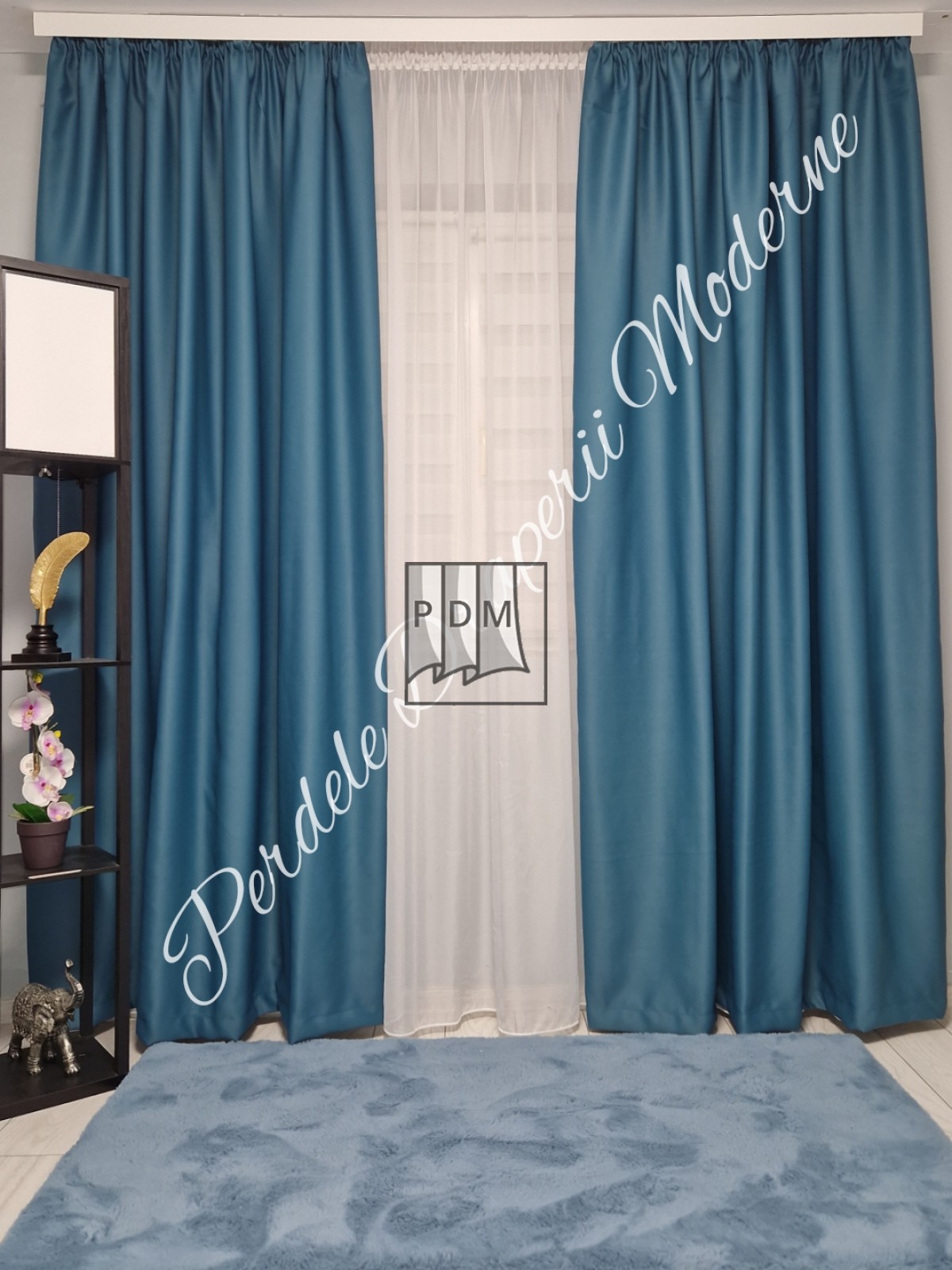 Draperie saten blackout, turcoaz imagine 1