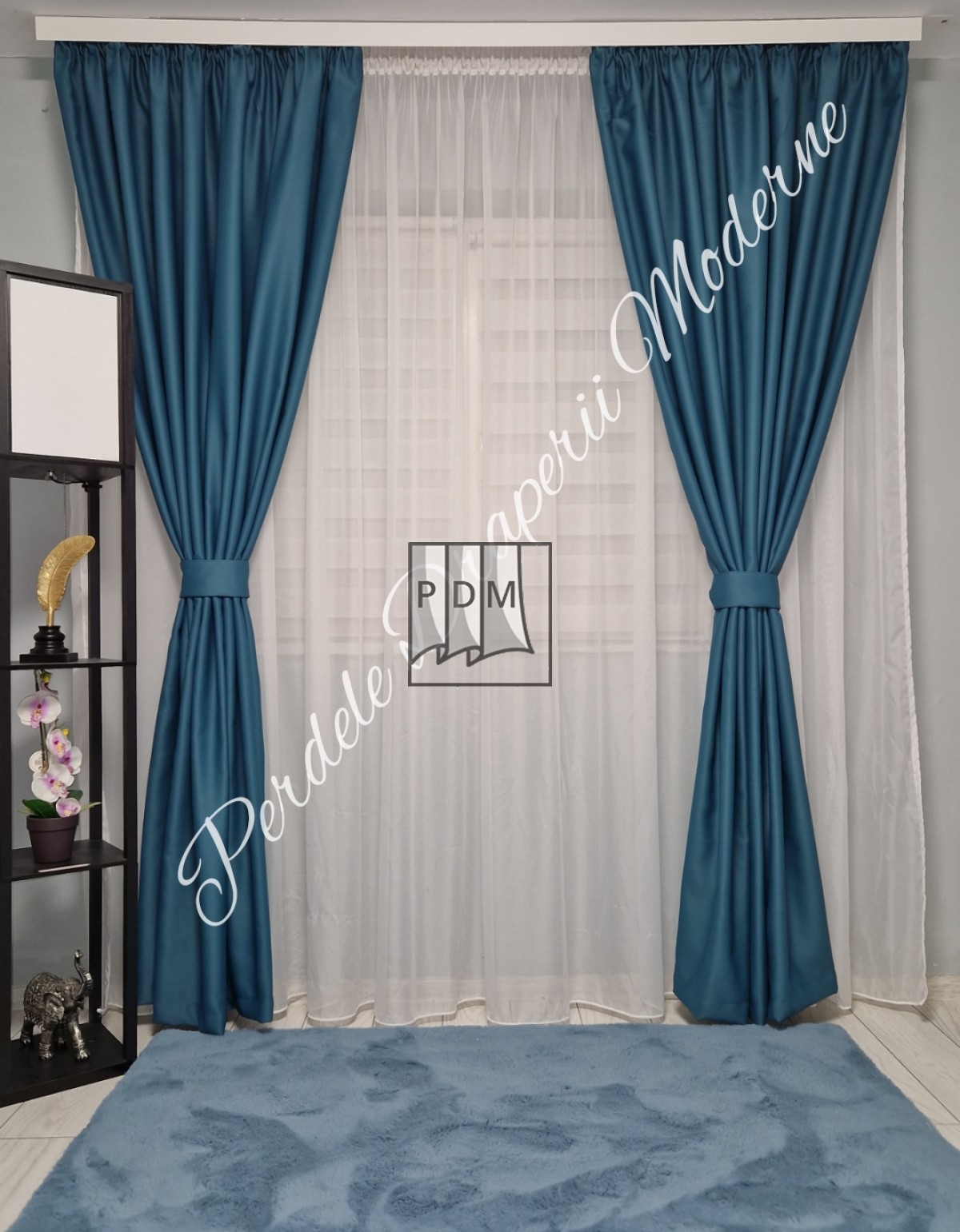 Draperie saten blackout, turcoaz imagine 2