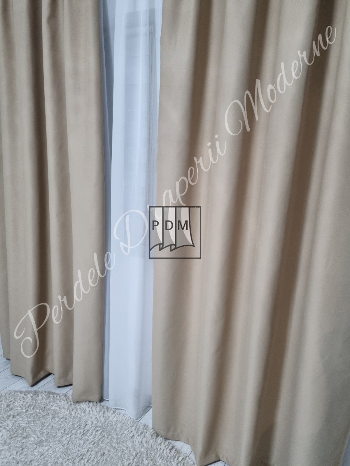 Draperie saten blackout,crem imagine 2